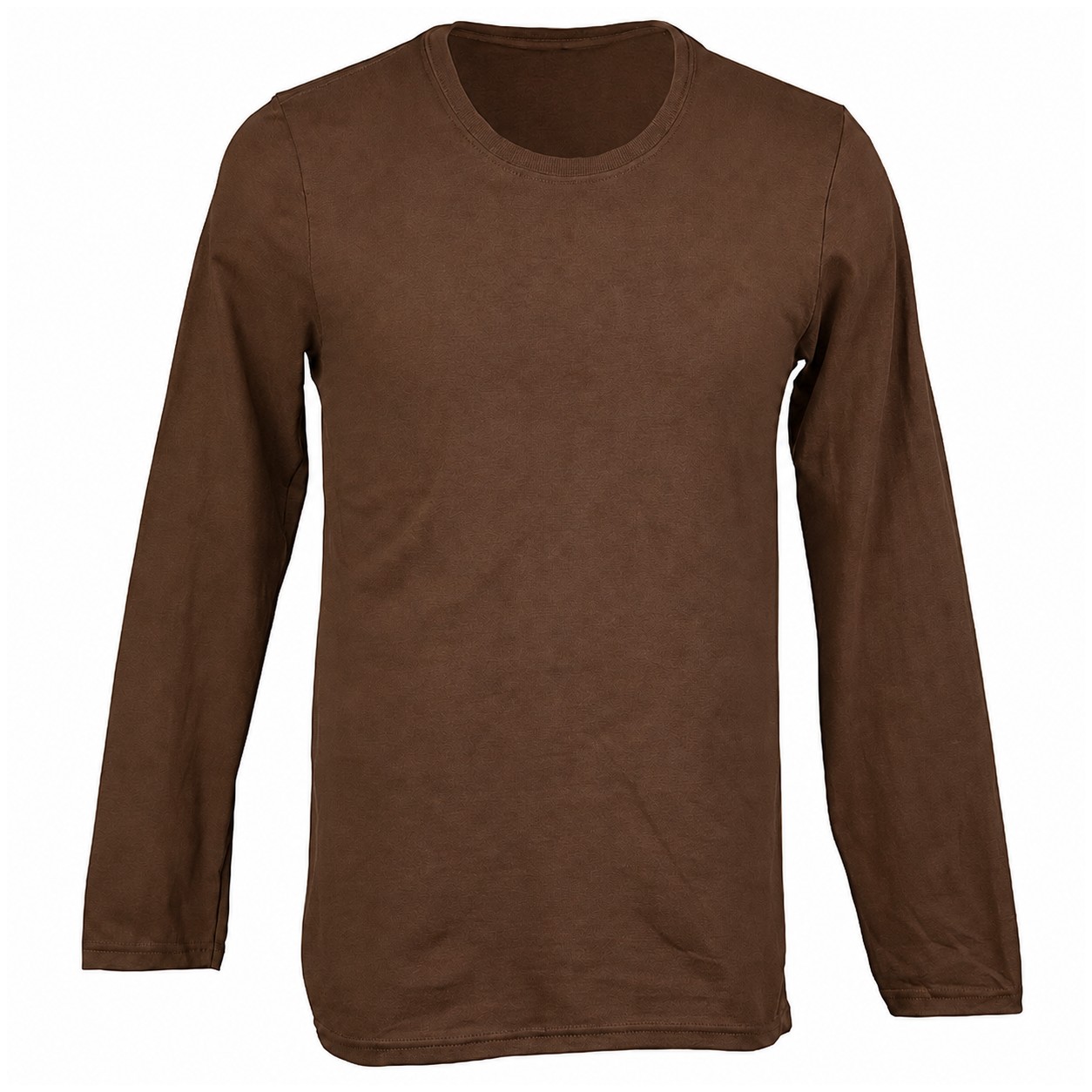 Ringspun Cotton Long Sleeve Crew Shirt — Brown