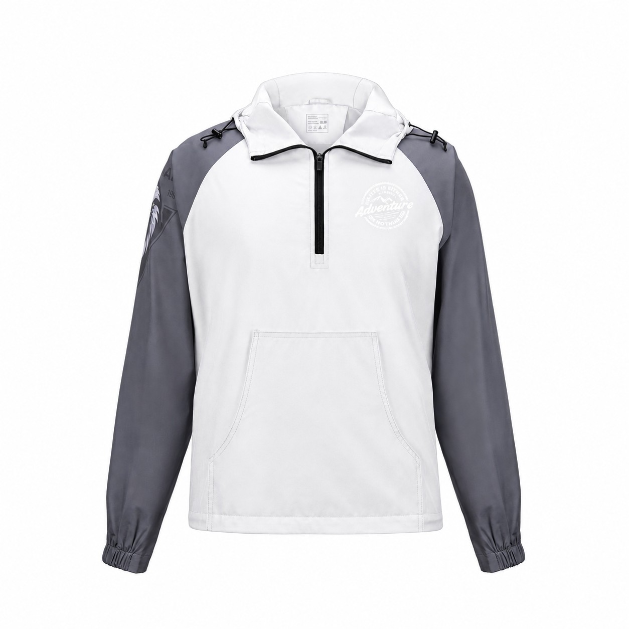 Polyester Quarter-Zip Hooded Jacket — White