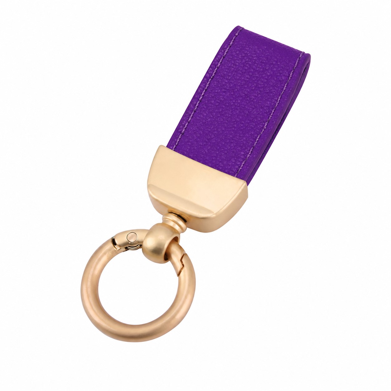 Detachable PU Strap Keychain Ring — Purple