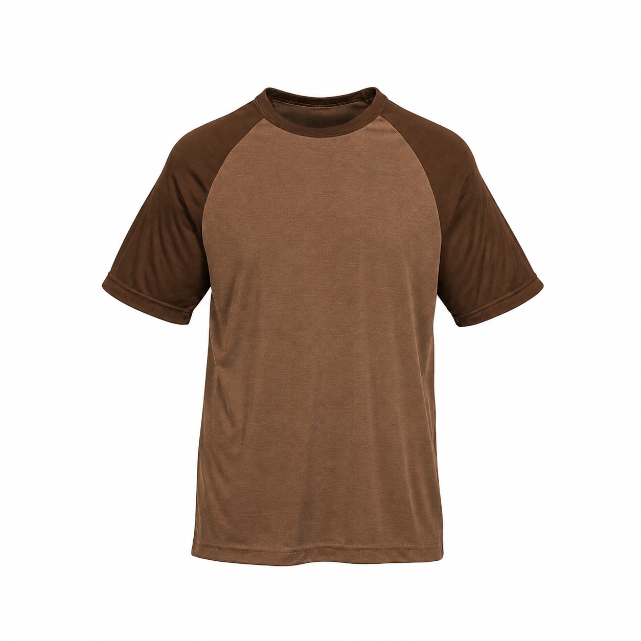 Colorblock Polyester Raglan Shirt — Brown