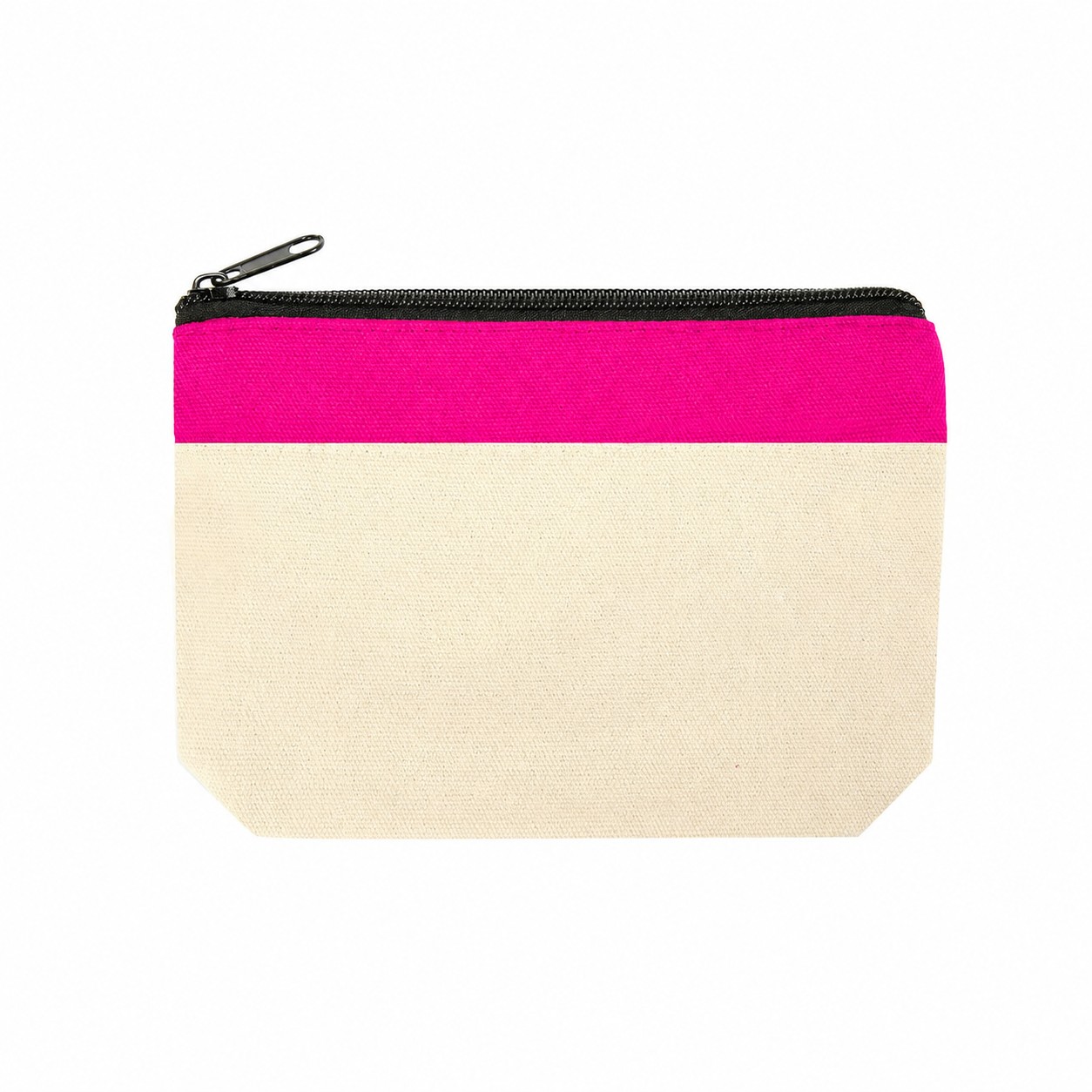Cotton Canvas Zipper Pouch — Fuchsia Pink