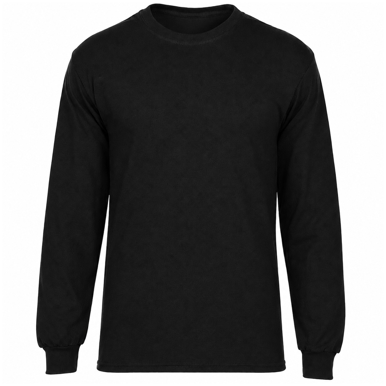 Long Sleeve Cotton Polyester Crew Shirt — Black