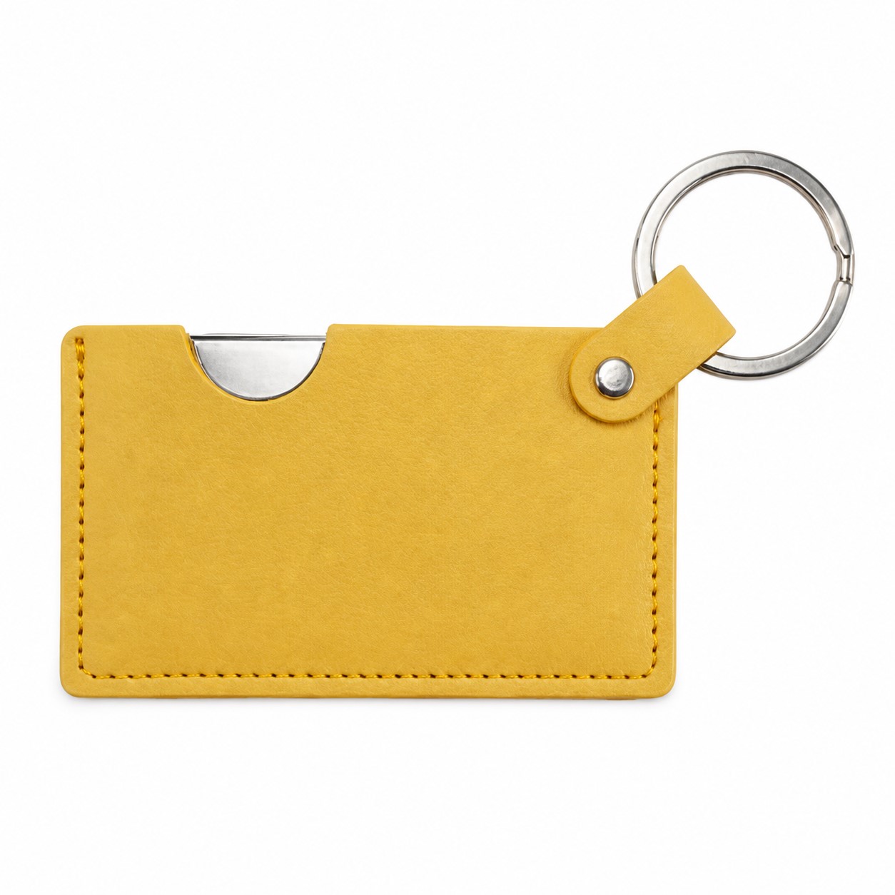 PU Sleeve Stainless Steel Mirror Keychain — view 2
