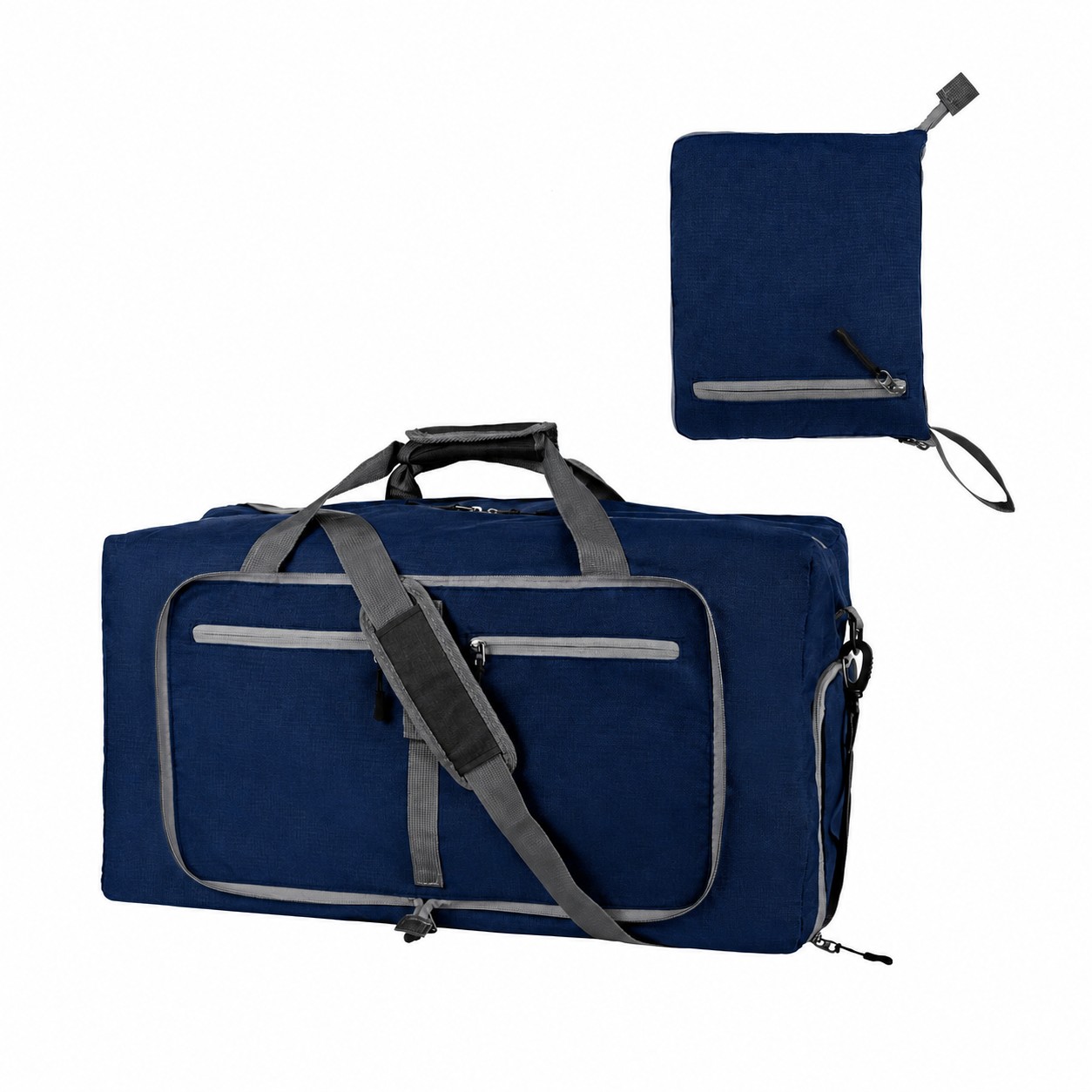 300D Polyester Roomy Duffel Bag — Navy Blue