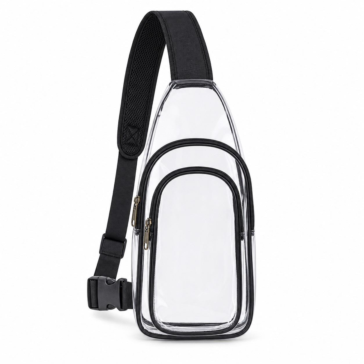 Clear PVC Zippered Crossbody Sling Bag — view 2