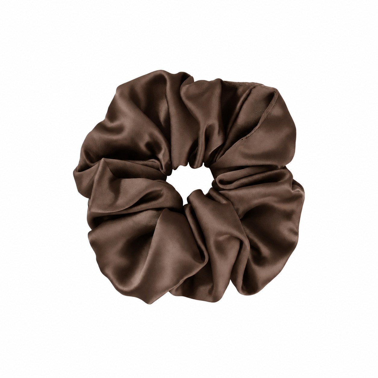 Satin Elastic Hair Scrunchie — Brown