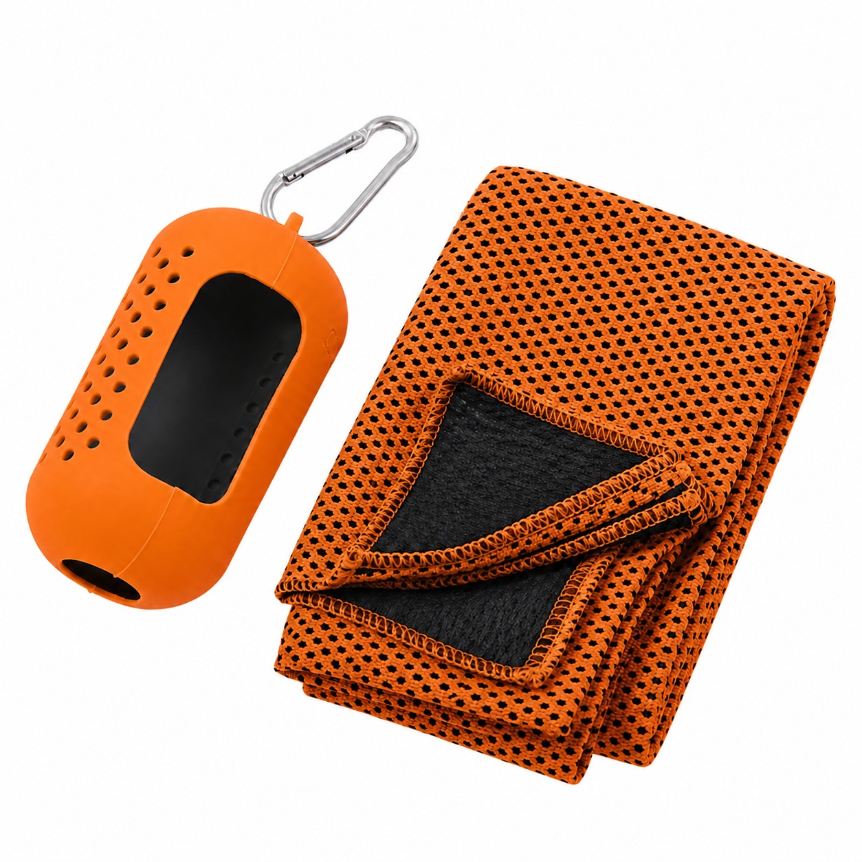 Cooling Towel Set With Silicone Case — Orange