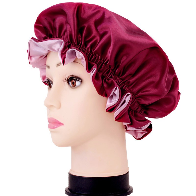 Double Layer Ruffle Satin Bonnet — view 2
