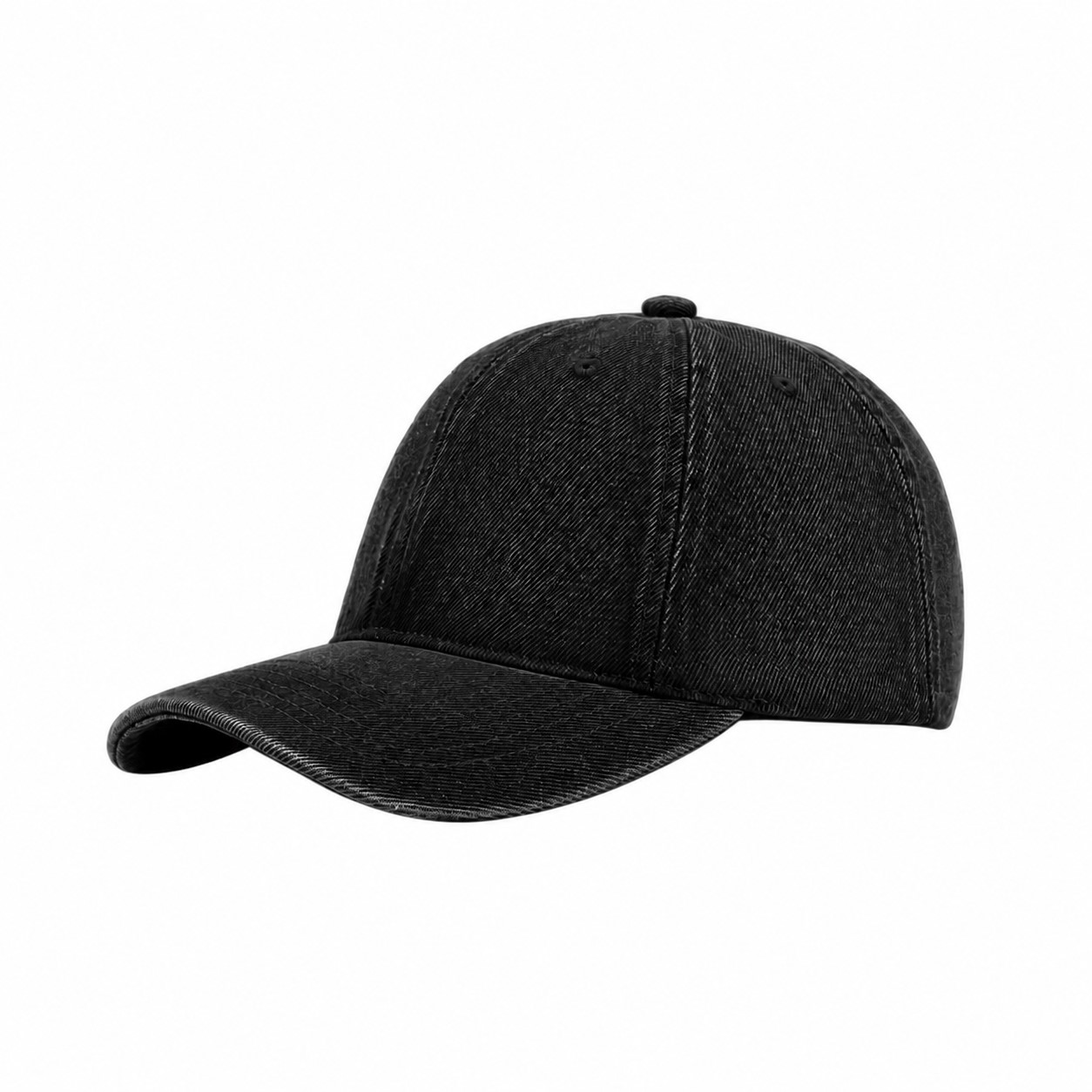Polyester Plain Baseball Cap — Black