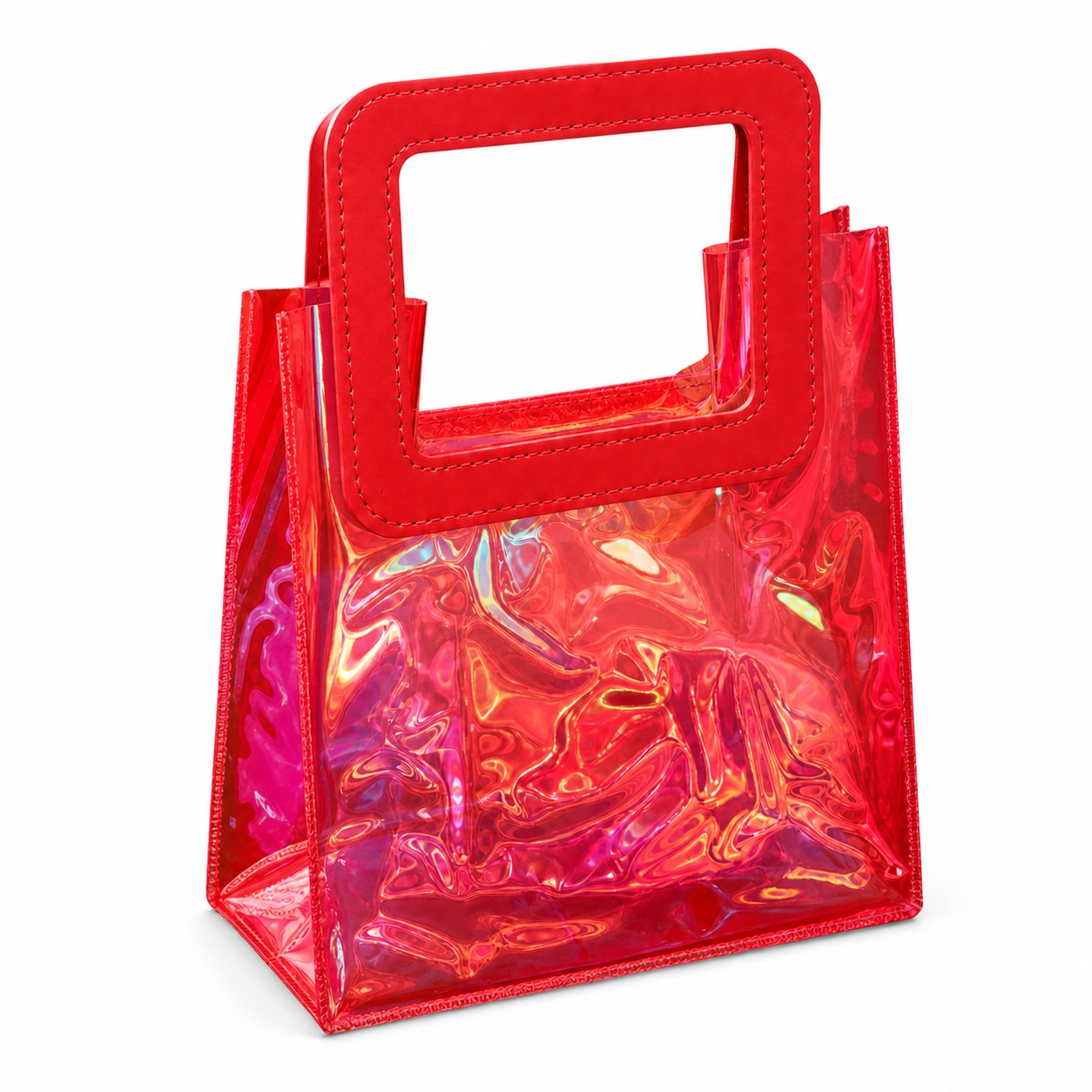Holographic Polypropylene Gift Bag — Red