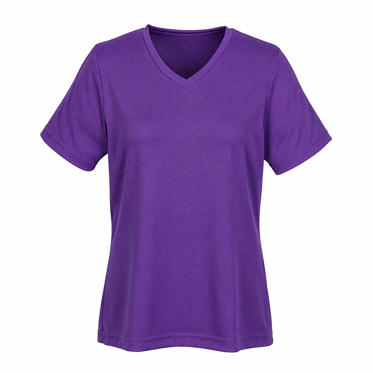 Ladies Mesh Polyester V Neck Shirt — Purple