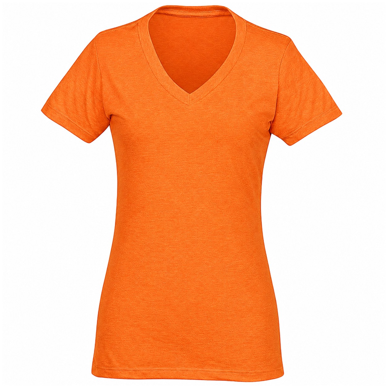 Ladies Cotton Polyester Blend V Neck Tee — Orange