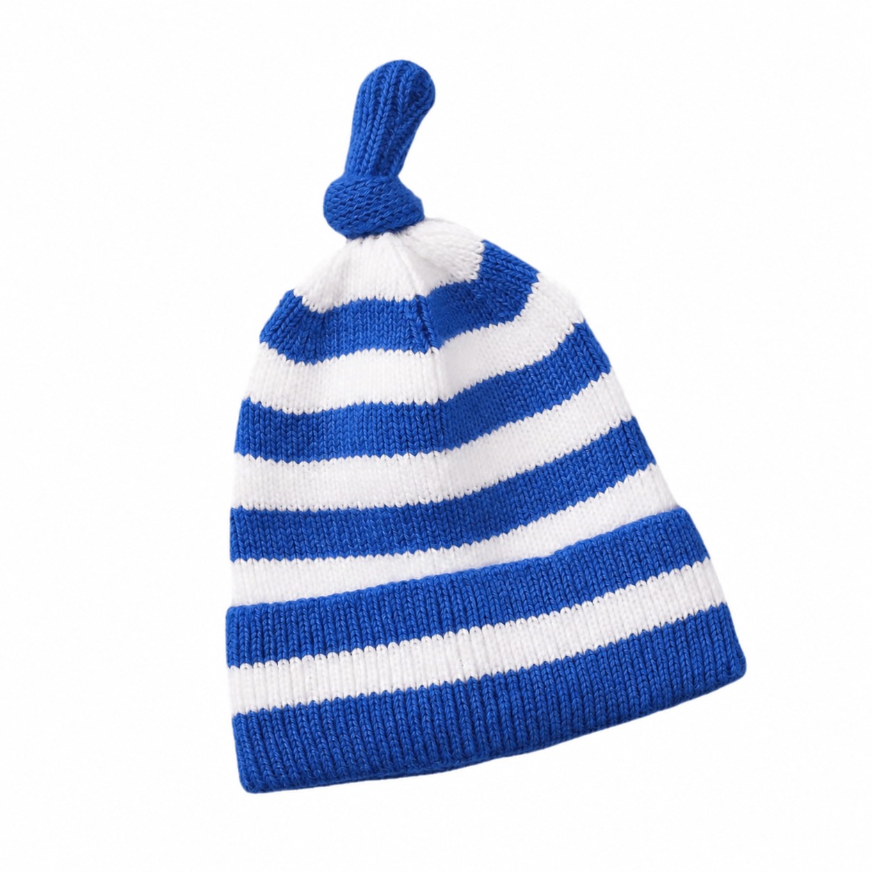 Polyester Striped Kids Knot Beanie — Blue