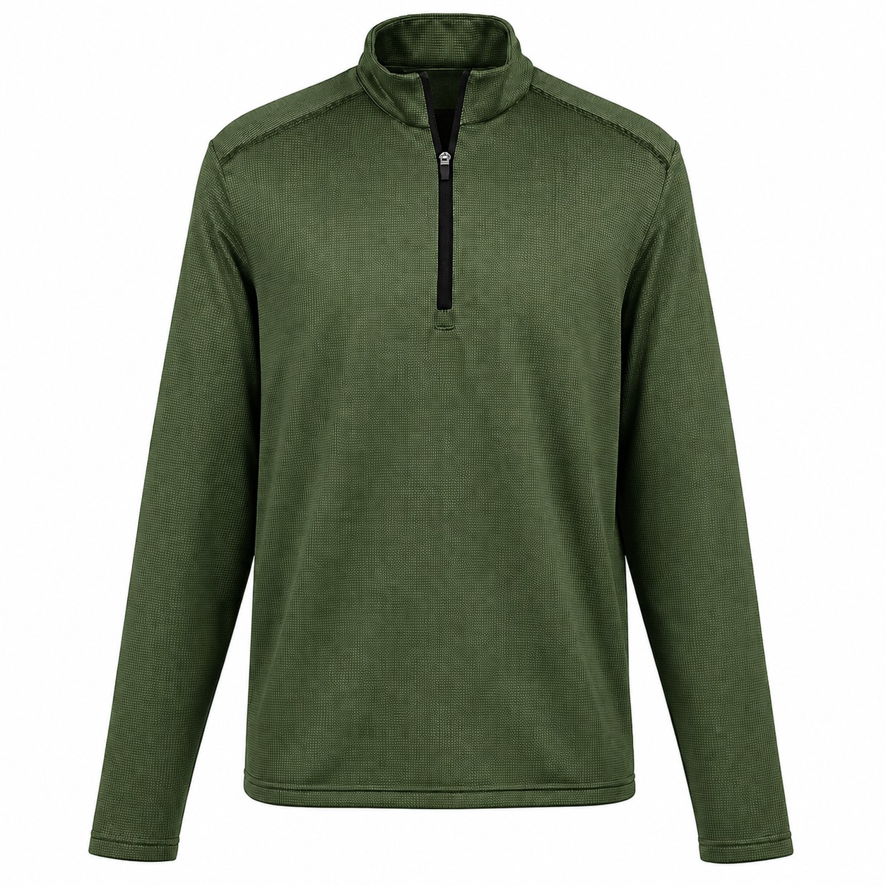 Houndstooth Fleece Quarter Zip Pullover — Green
