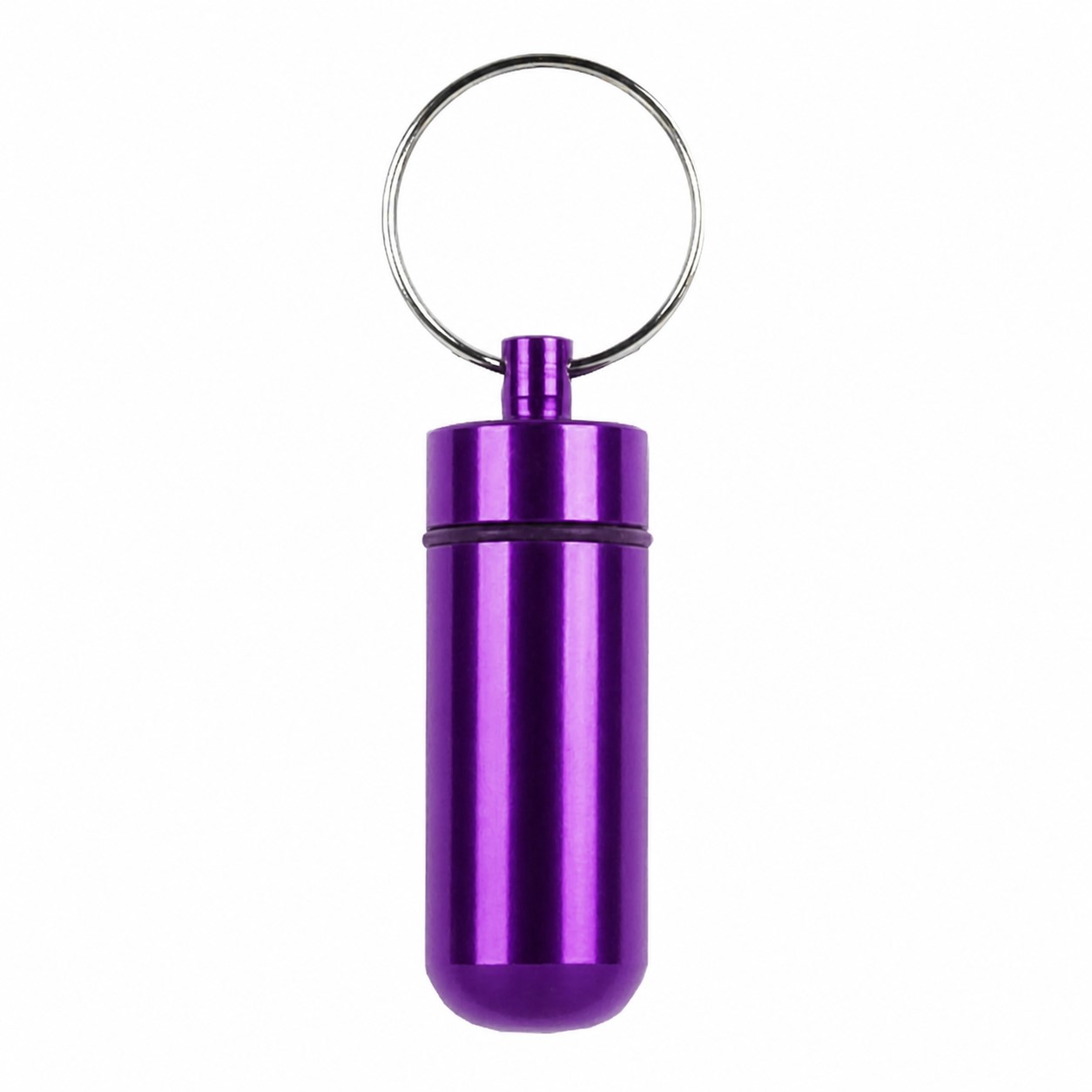 Aluminum Pill Case Keychain — Purple