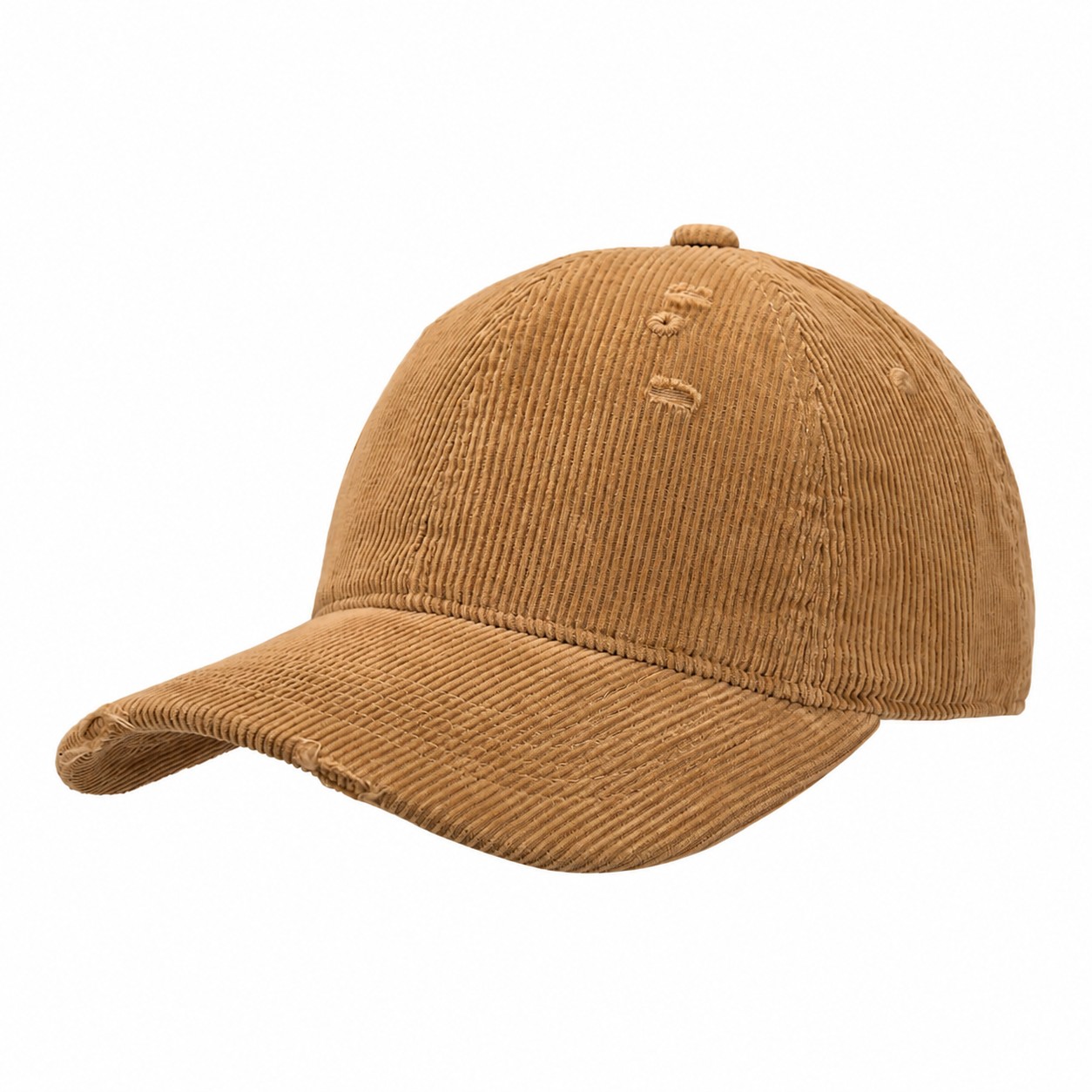 Corduroy Peaked Baseball Cap — Camel Brown