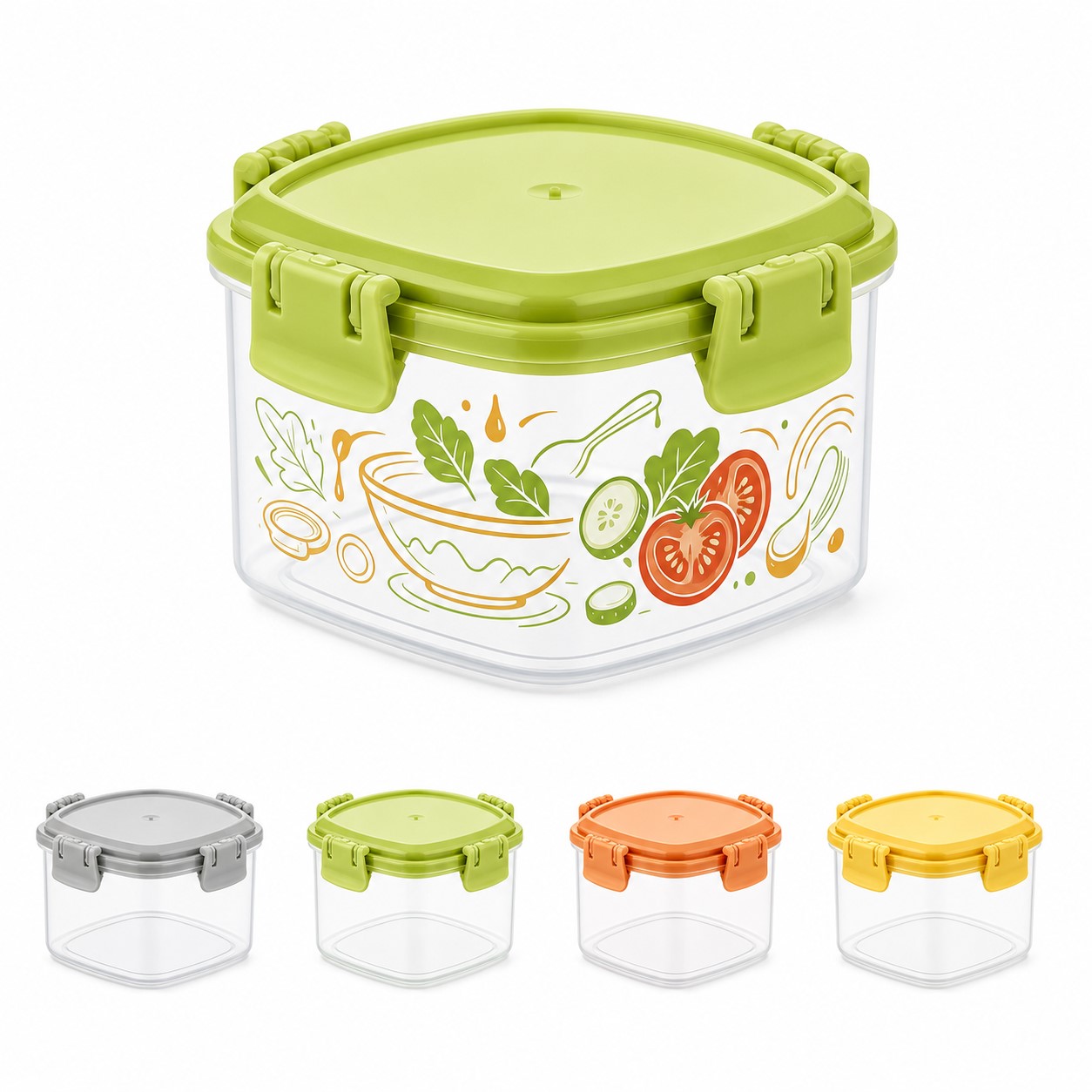Square PET Dressing Container With Sealing Ring