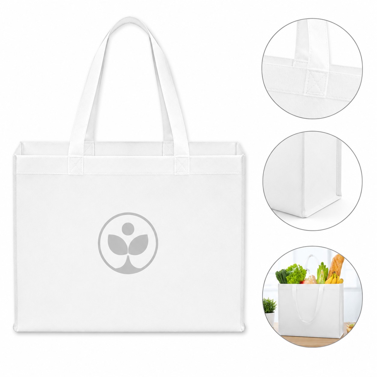 Wide Polyester Reusable Shopper Tote — view 1