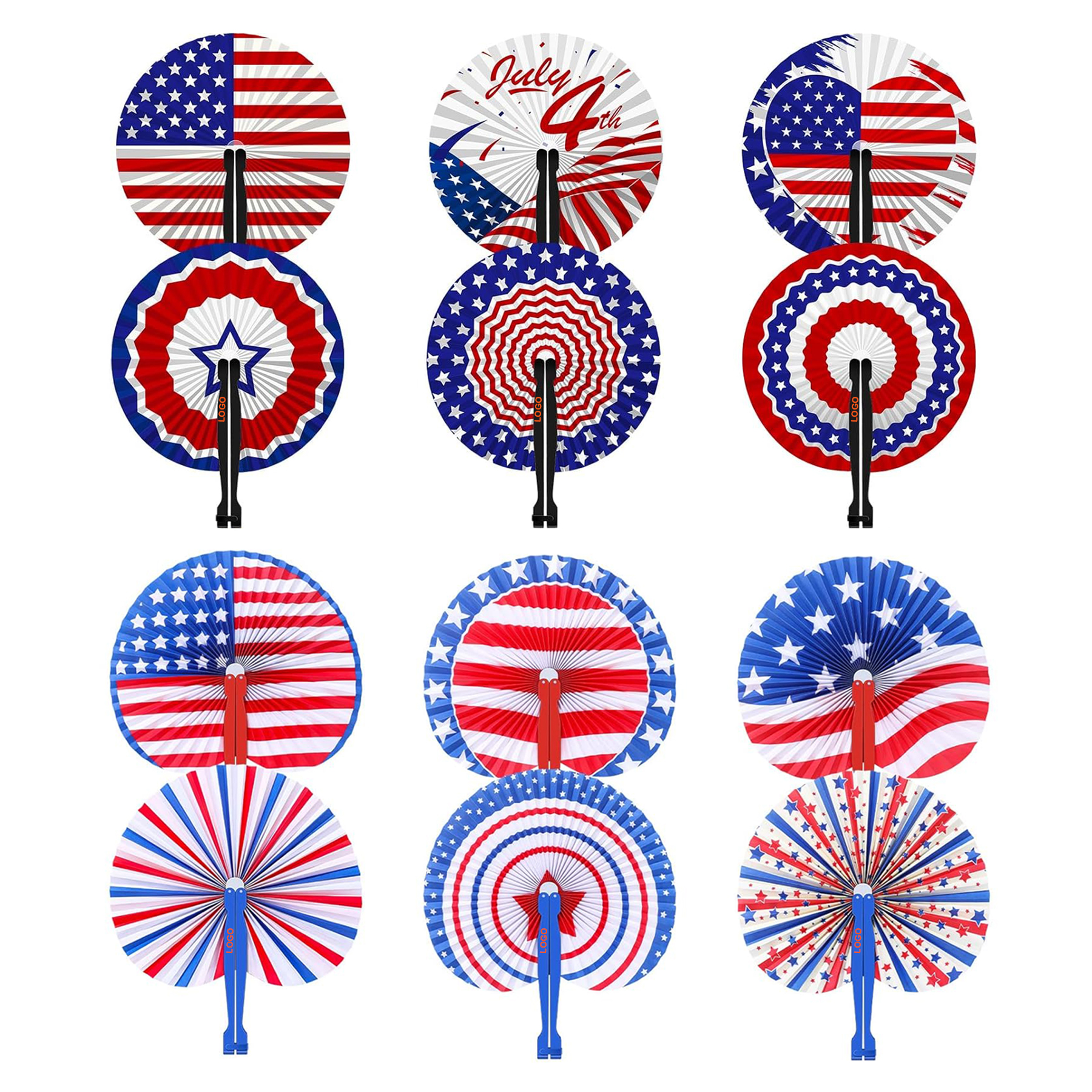Round Patriotic Paper Fan