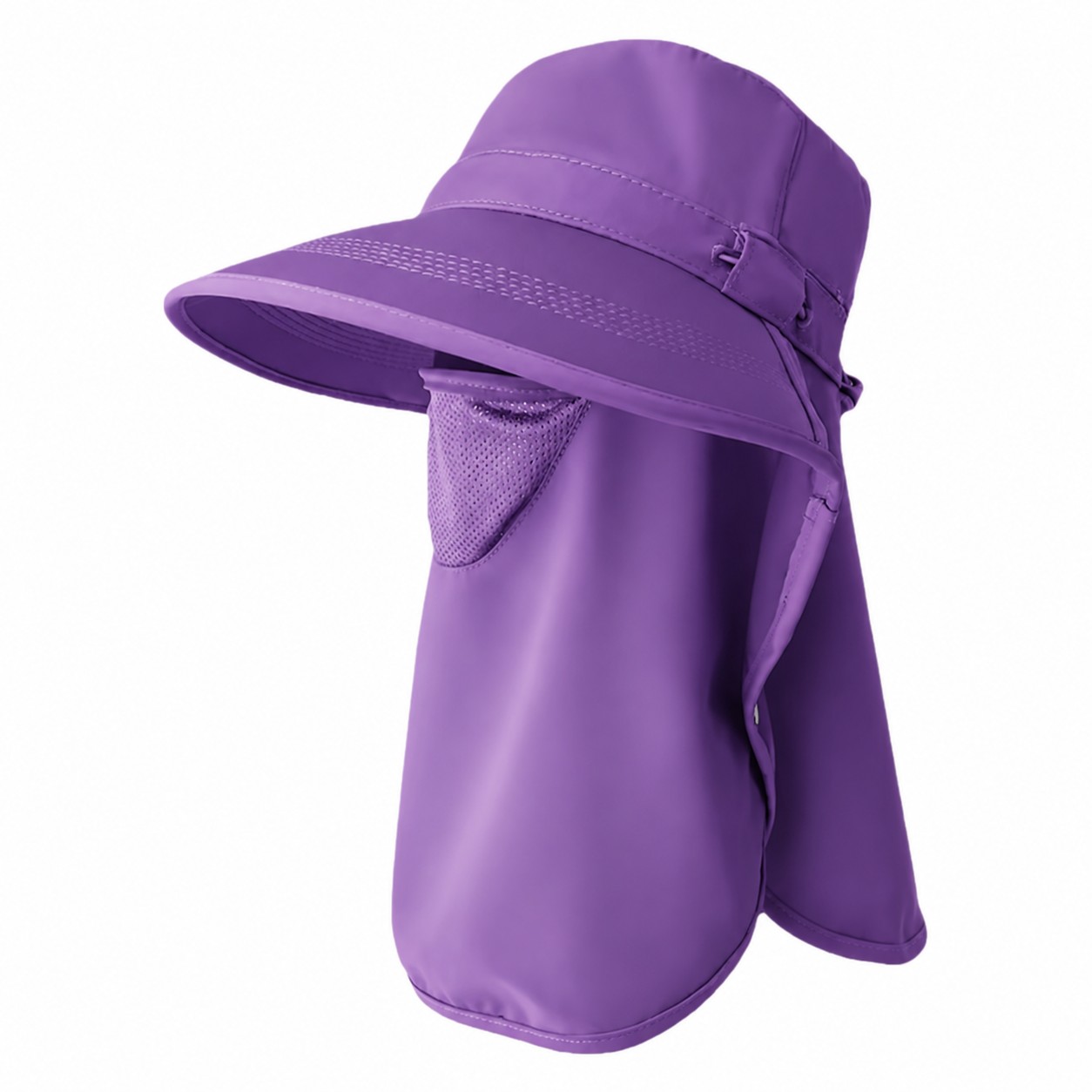Polyester Sun Hat With Face Shield — Purple