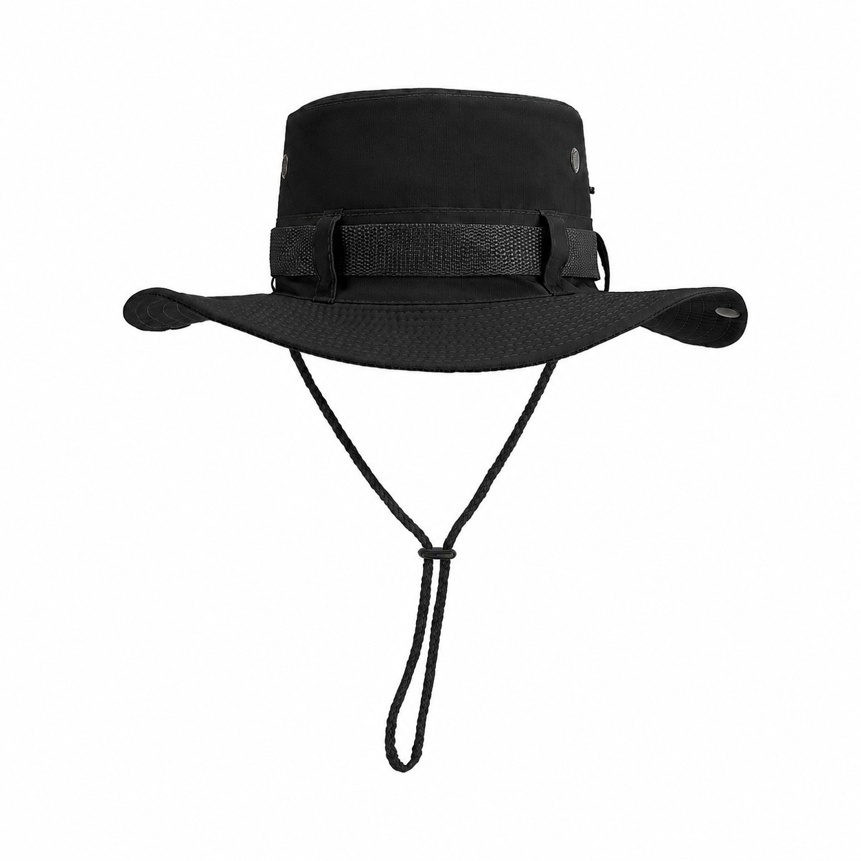 Cotton-Polyester Boonie Bucket Hat — Black