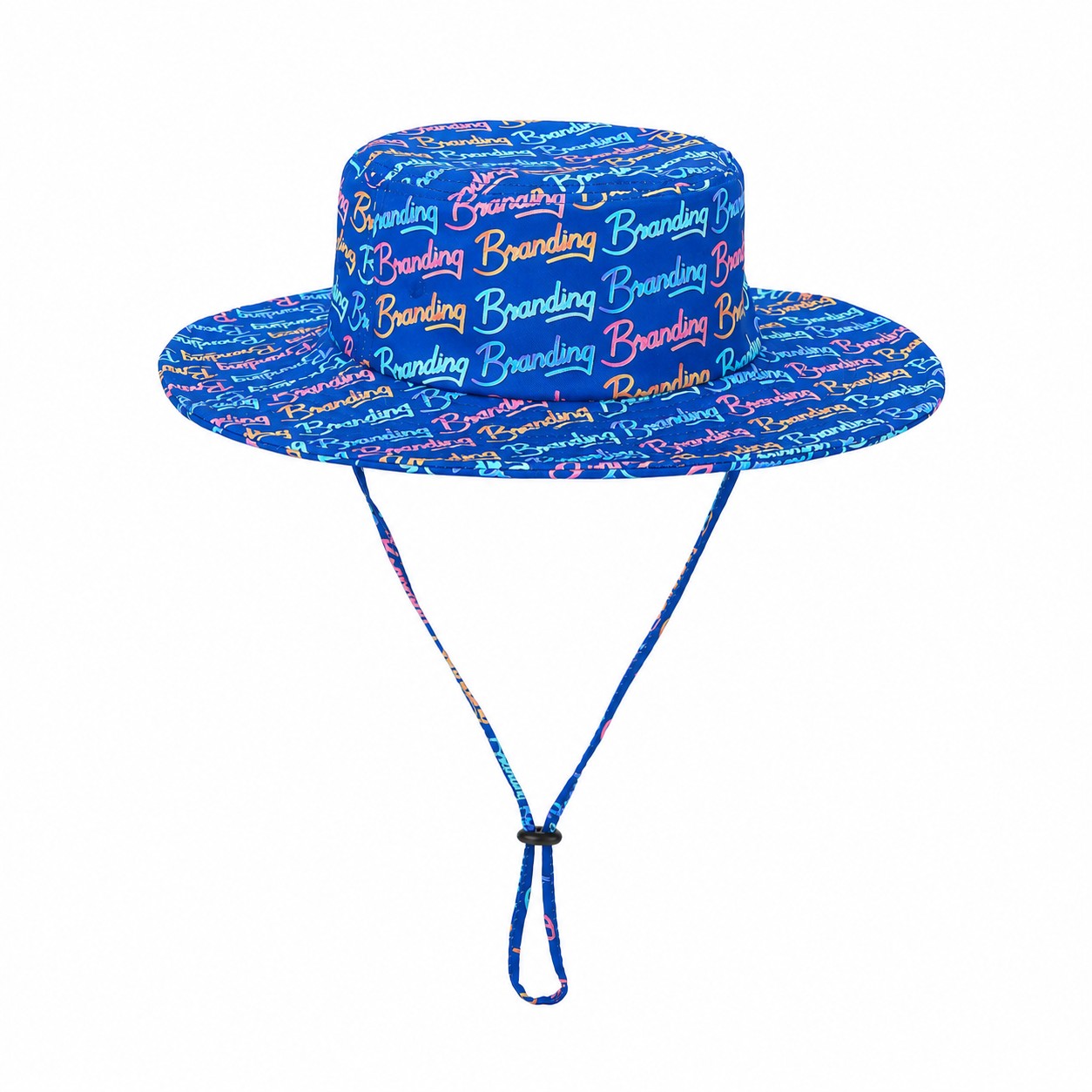 Wide-Brim Polyester Bucket Hat — Blue