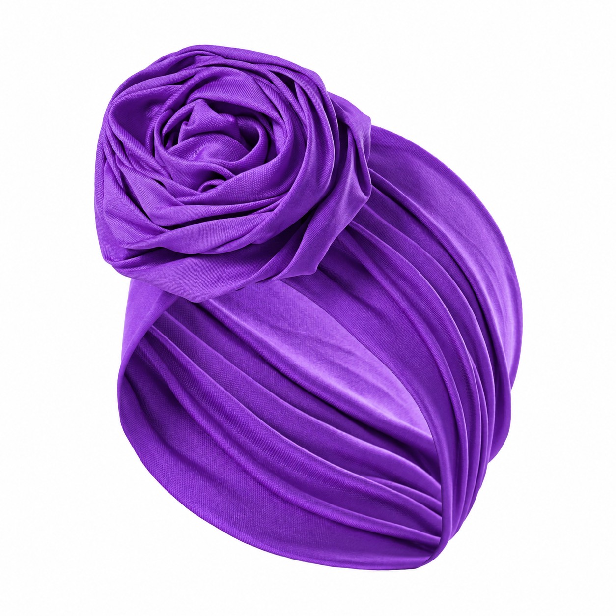 Polyester Rose Turban Headwrap Hat — Purple