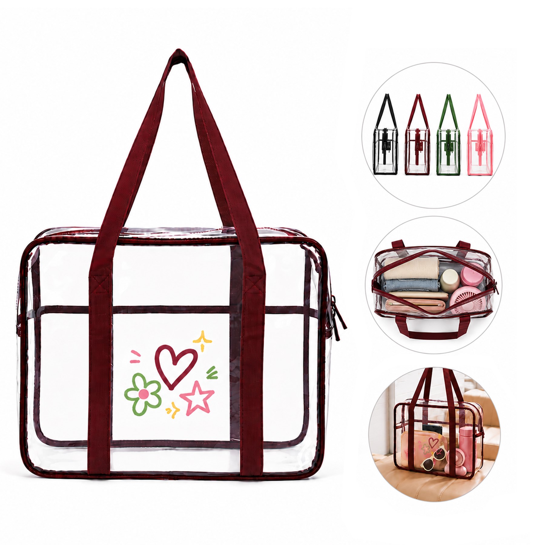 Clear Polyester Shoulder Tote Bag