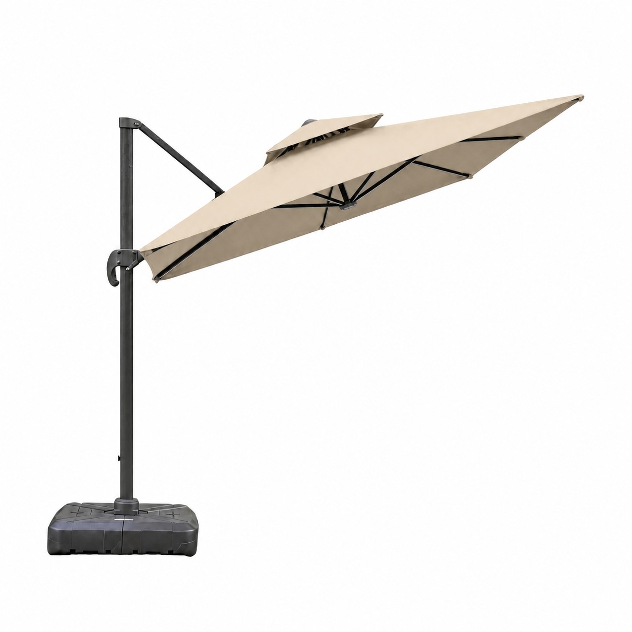 Square Cantilever Patio Umbrella — Natural Beige