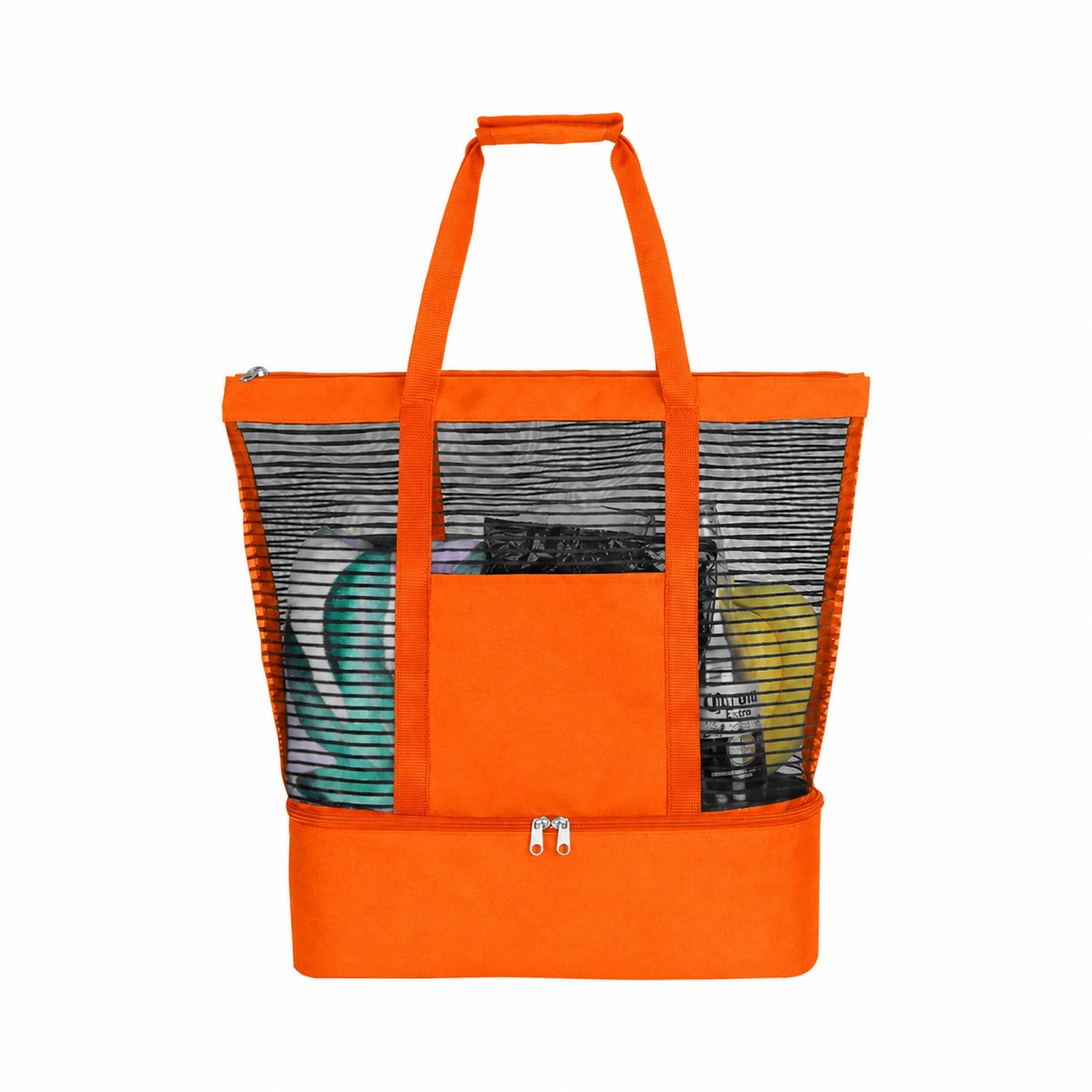 600D Mesh Beach Cooler Tote — Orange