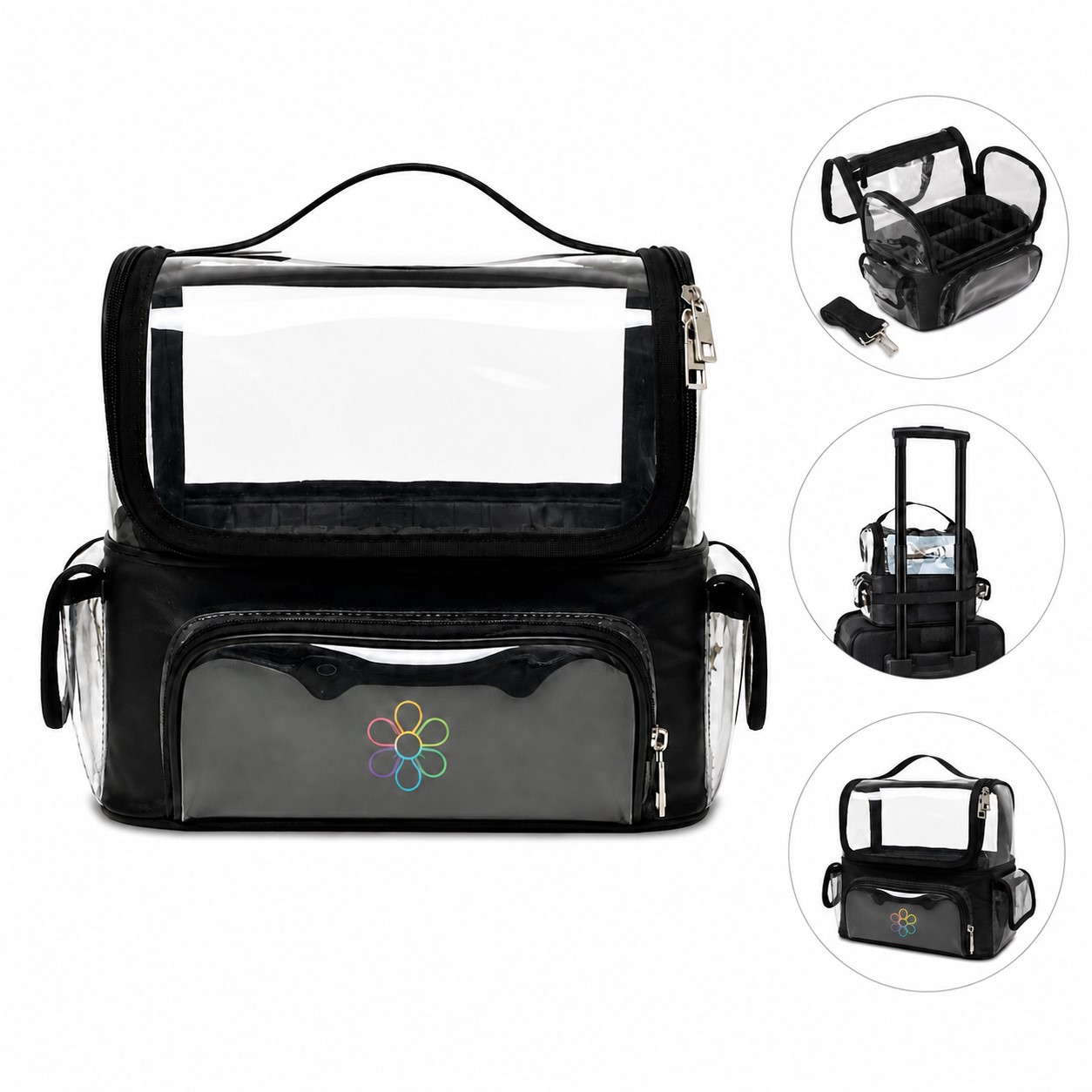 Clear PVC Compartment Cosmetic Organizer Bag