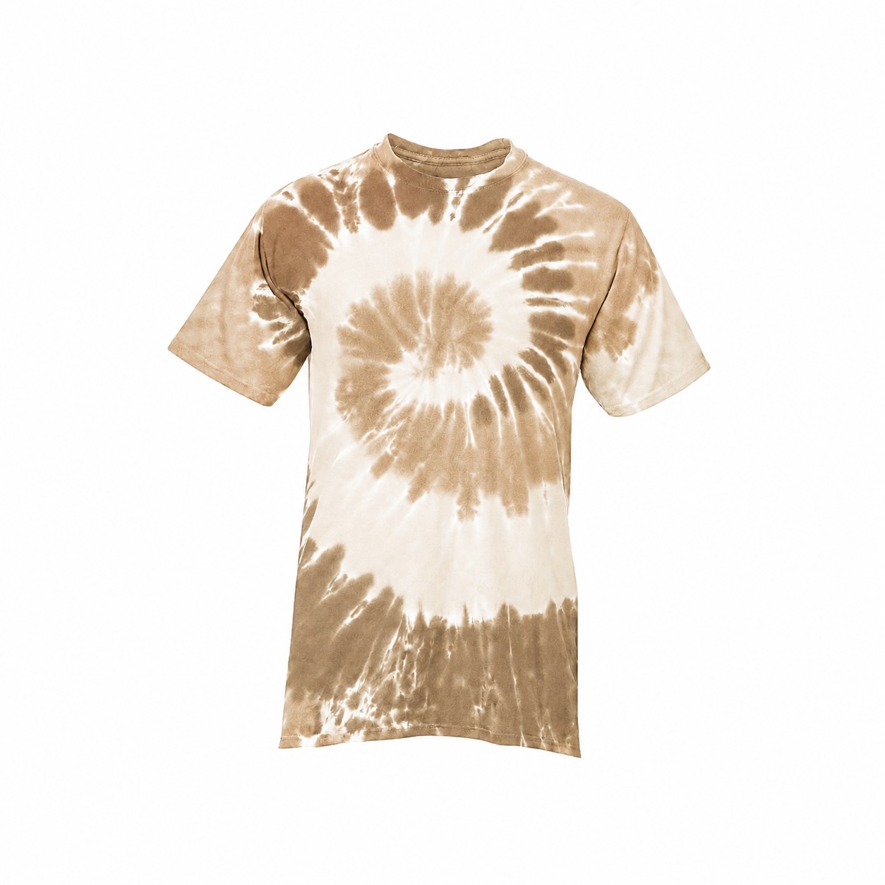 Cotton Tie Dye Crewneck Shirt — Tan Beige