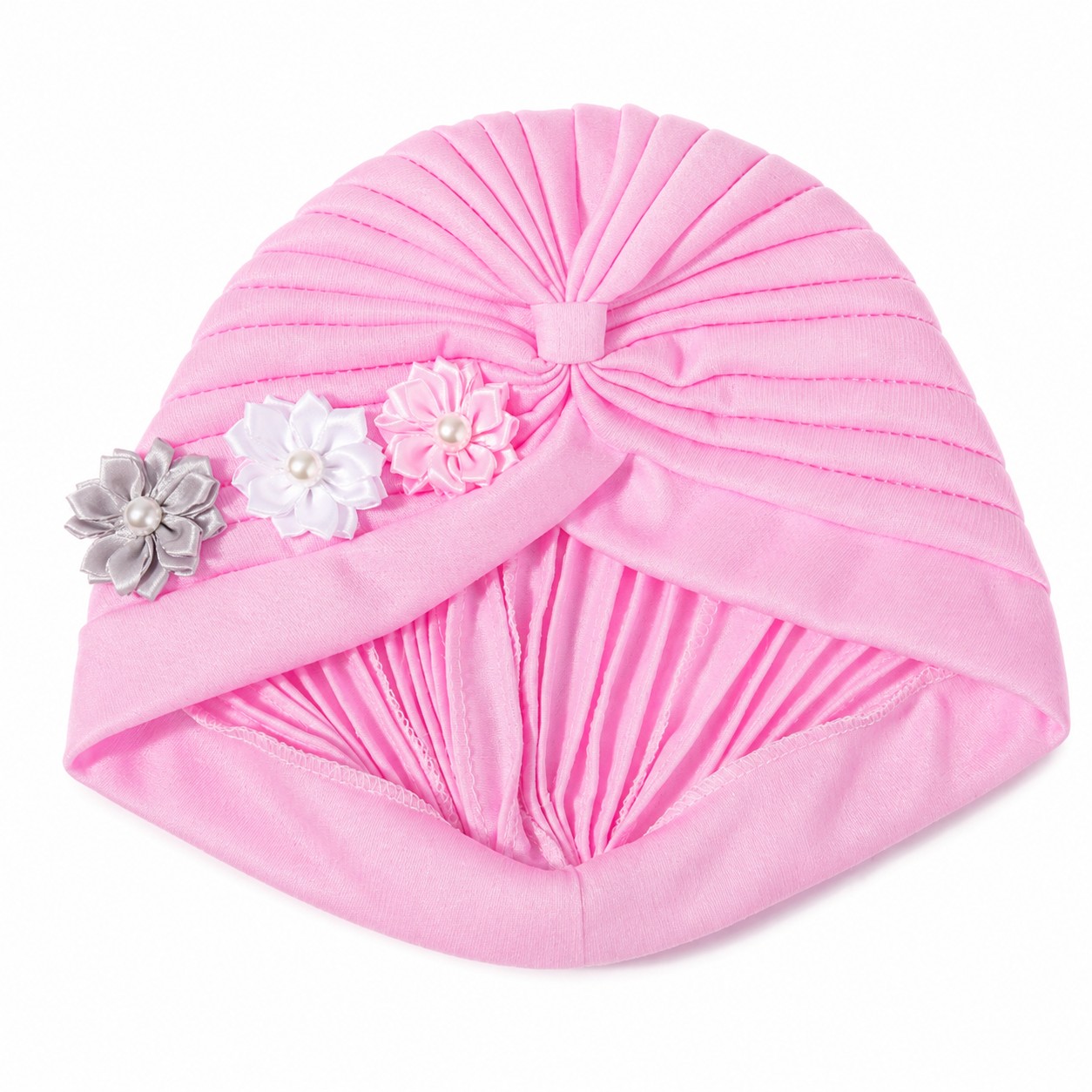 Pleated Polyester Floral Turban Wrap — view 2