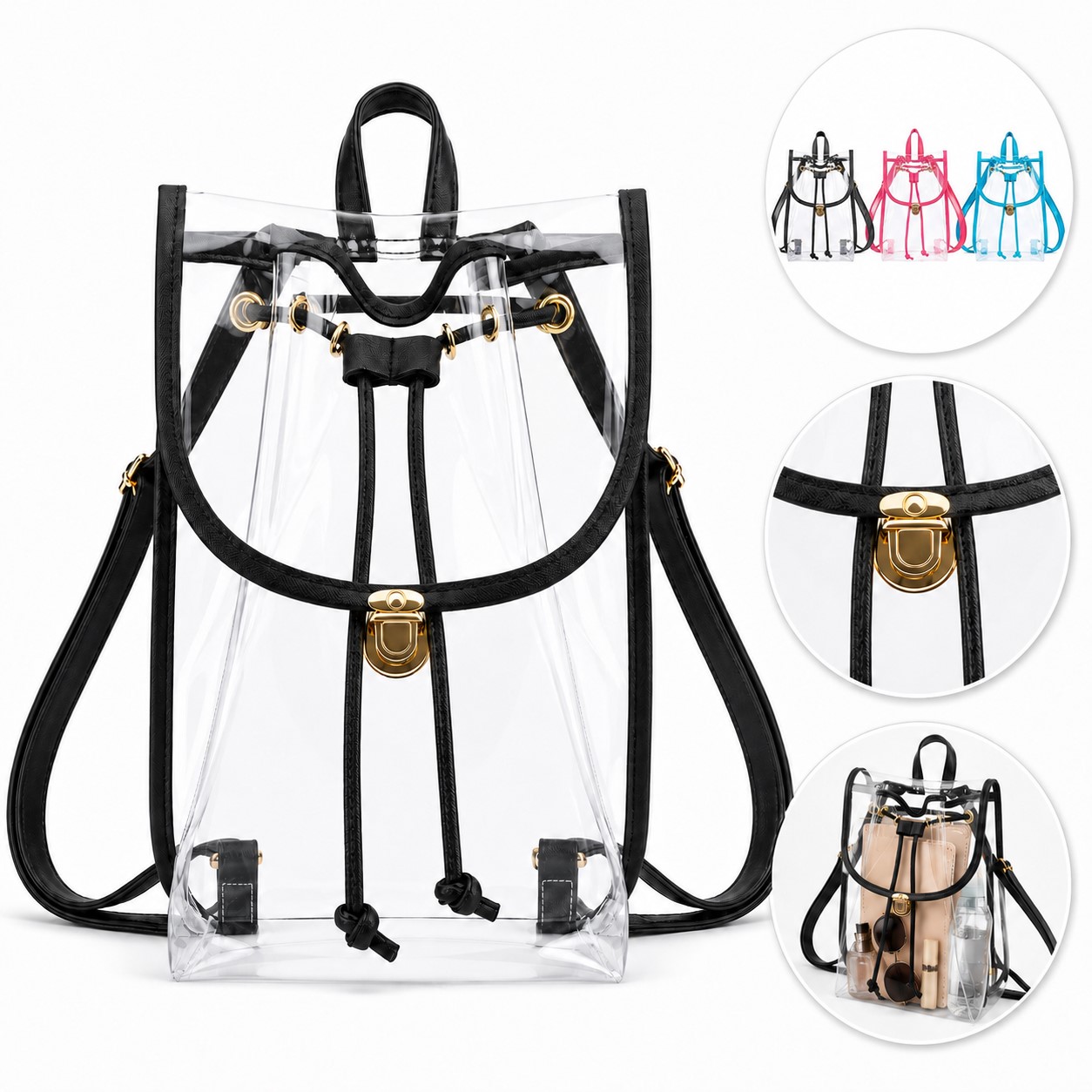 Clear PVC Cord Closure Backpack