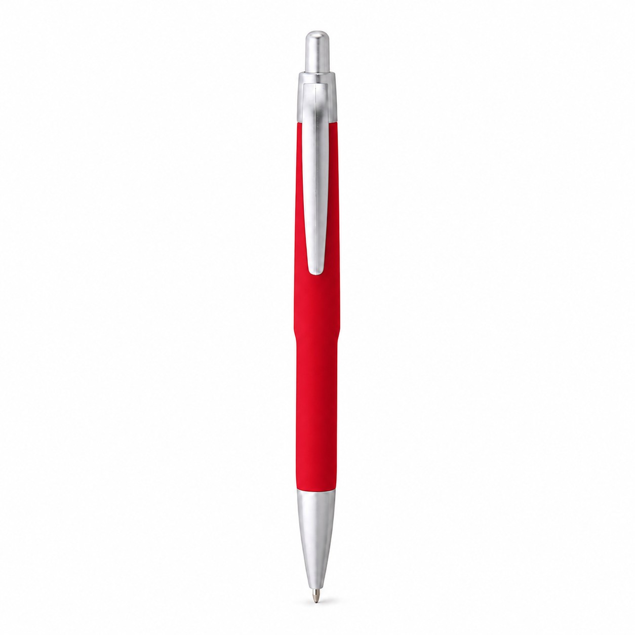 Plastic Metal Retractable Pen With Refills — Red