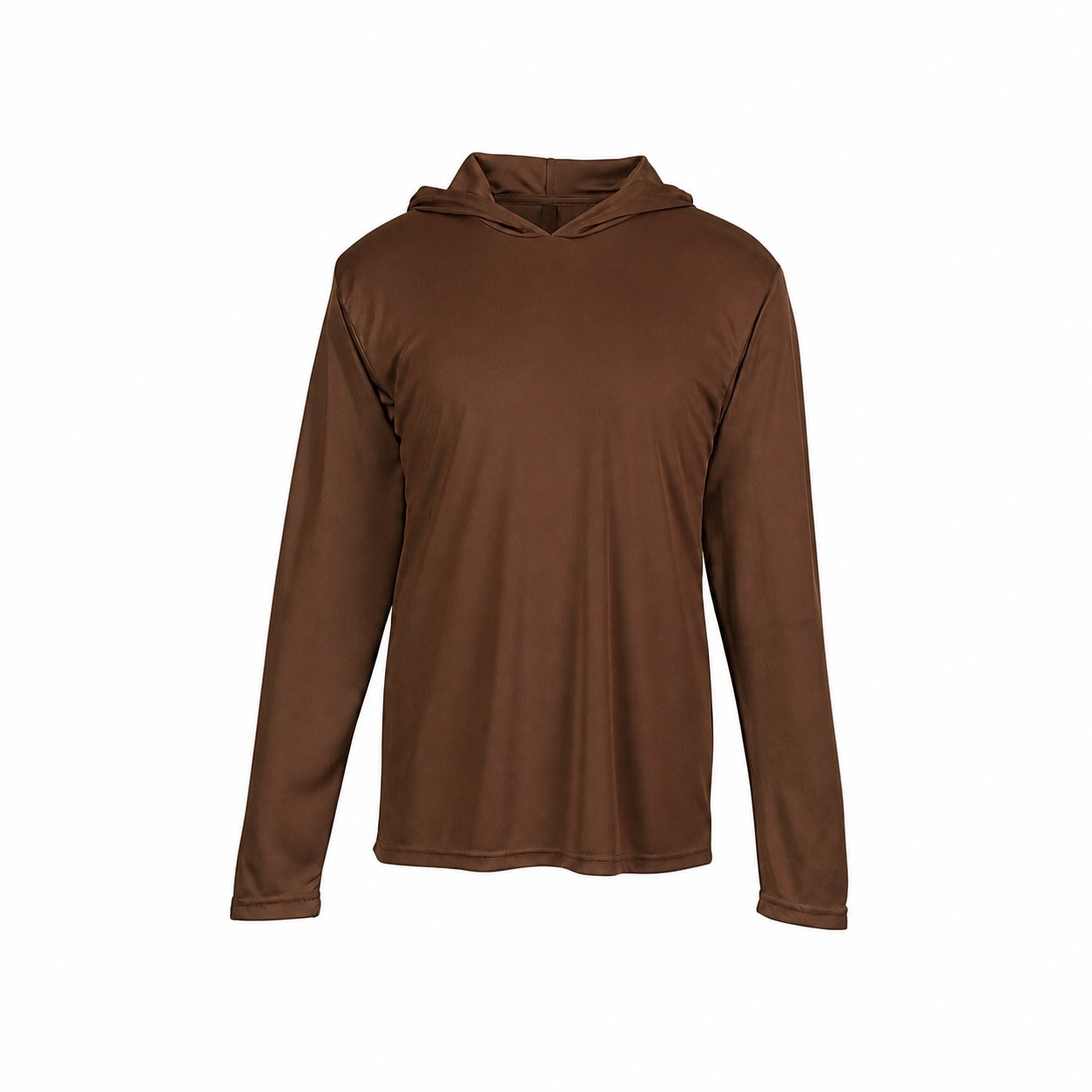Lightweight Polyester Long Sleeve Hooded Team Shirt — Brown