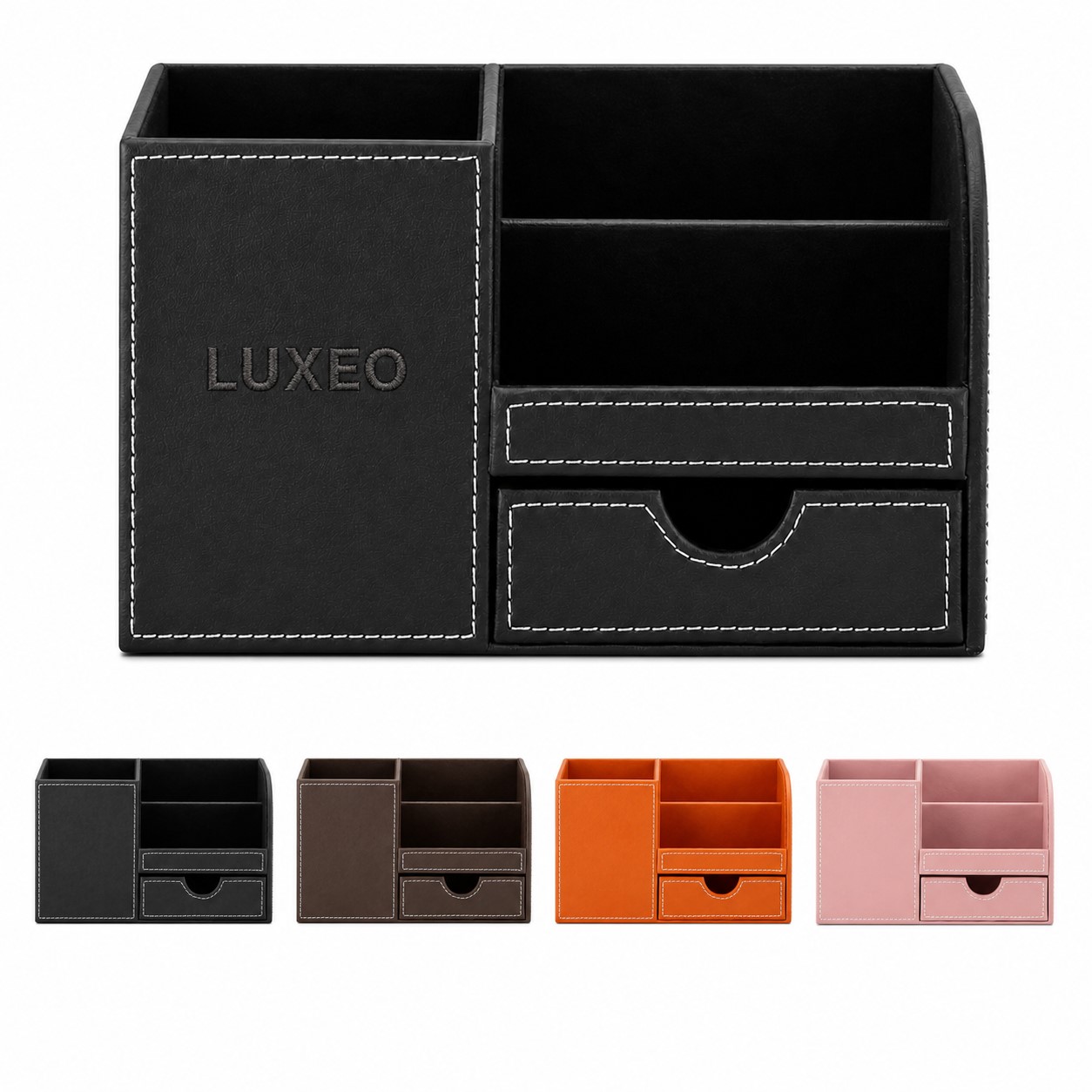 Leather Desk Organizer With Pull Out Drawer