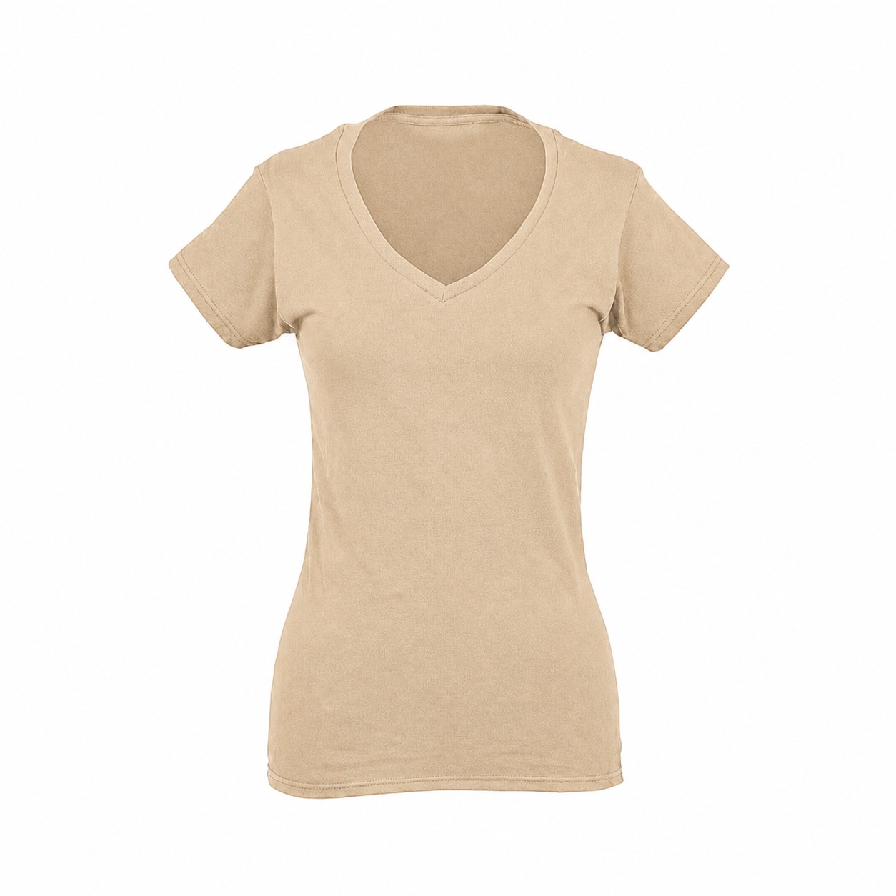 Ladies Soft Ringspun V Neck Tee — Tan Beige