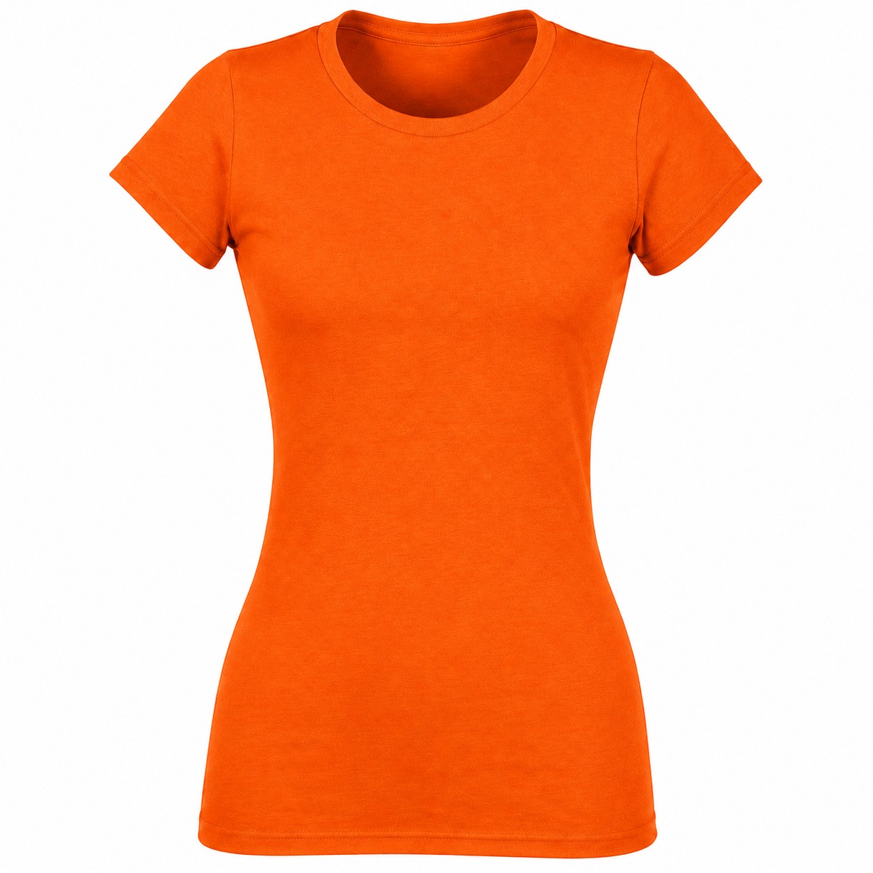 Fitted Ladies Cotton Crewneck Tee — Orange