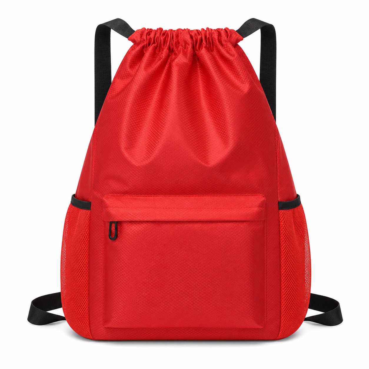 Waterproof Nylon Drawstring Backpack With Bottle Pockets — view 2