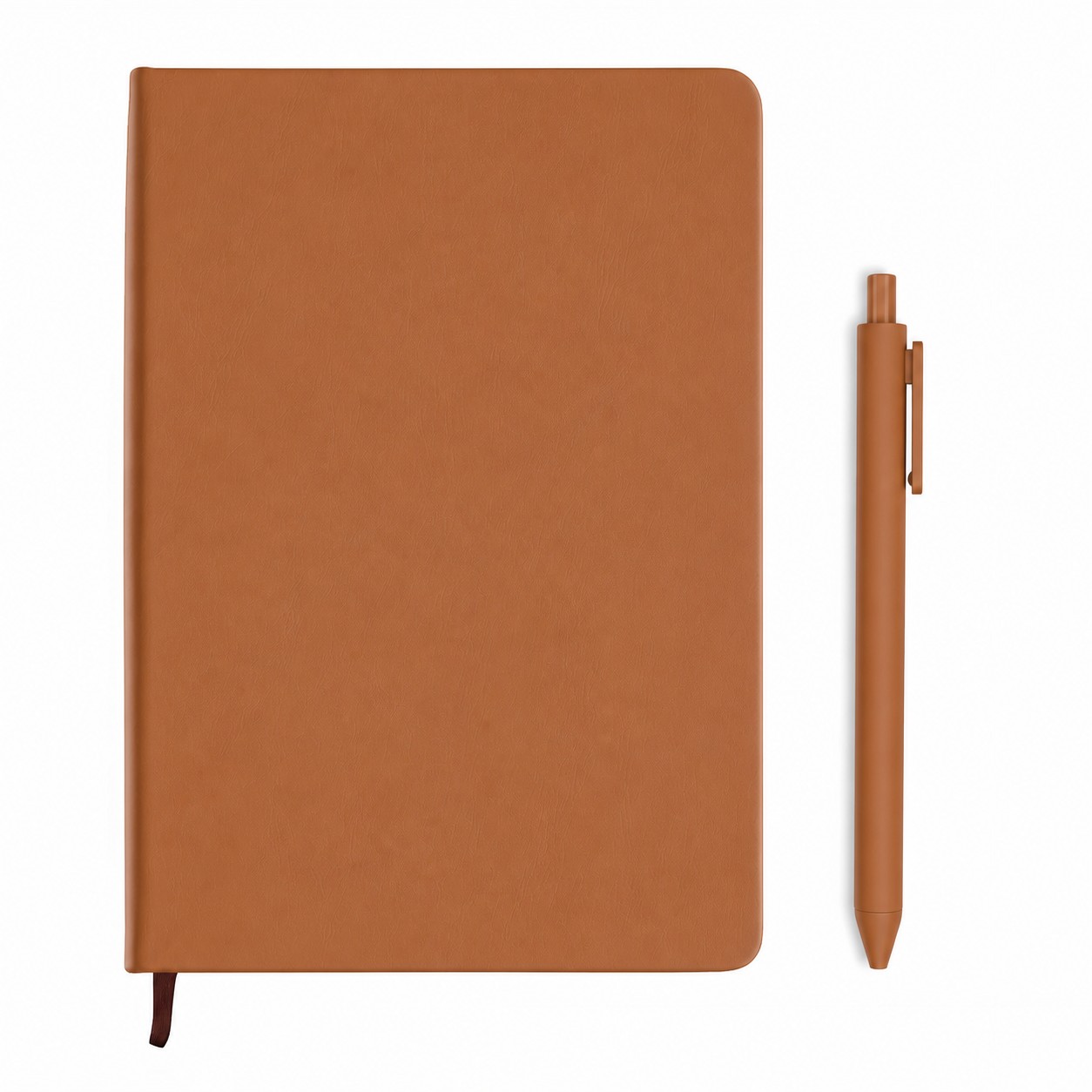 A5 PU Hardcover Notebook Pen Set — Copper Brown