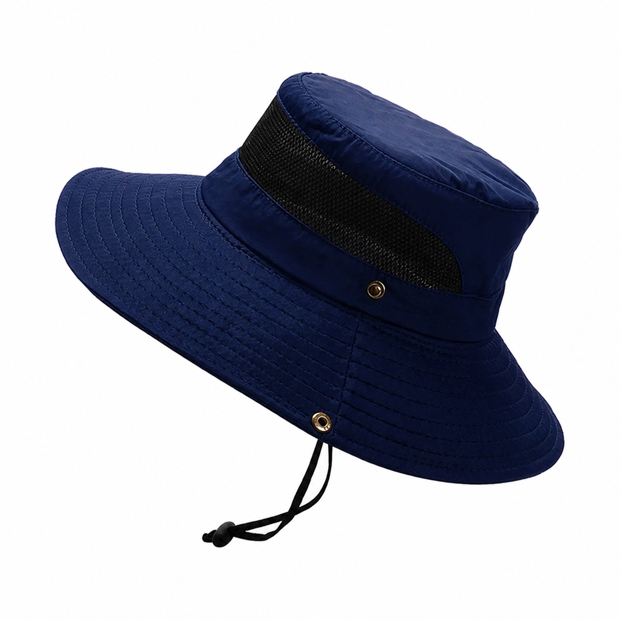 Polyester Fishing Bucket Shade Hat — Navy Blue