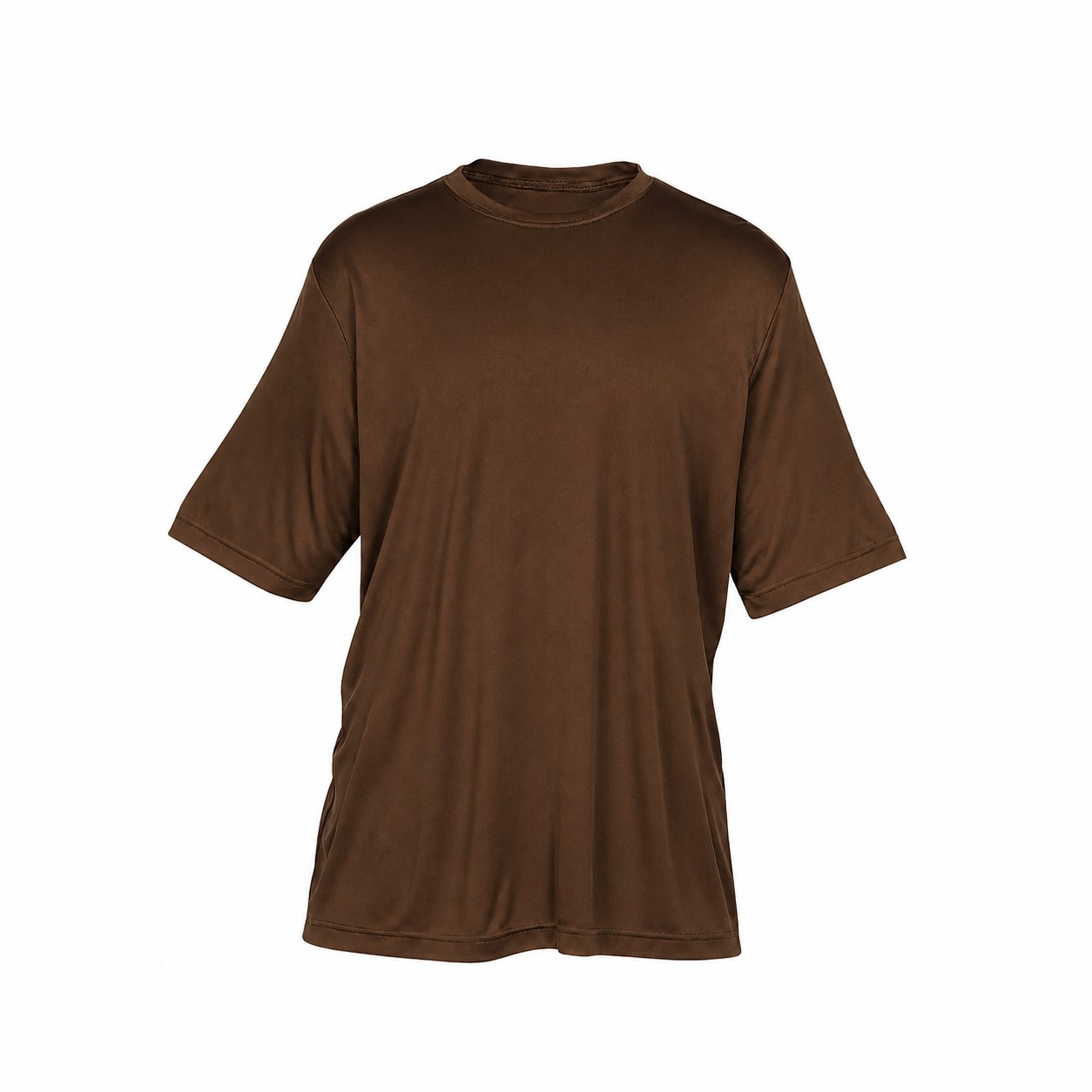 Polyester Crewneck Performance Tee — Brown
