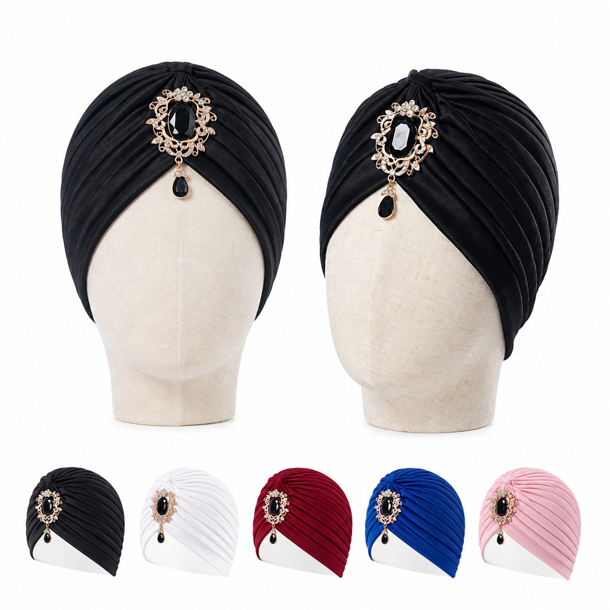 Jeweled Polyester Turban Head Wrap