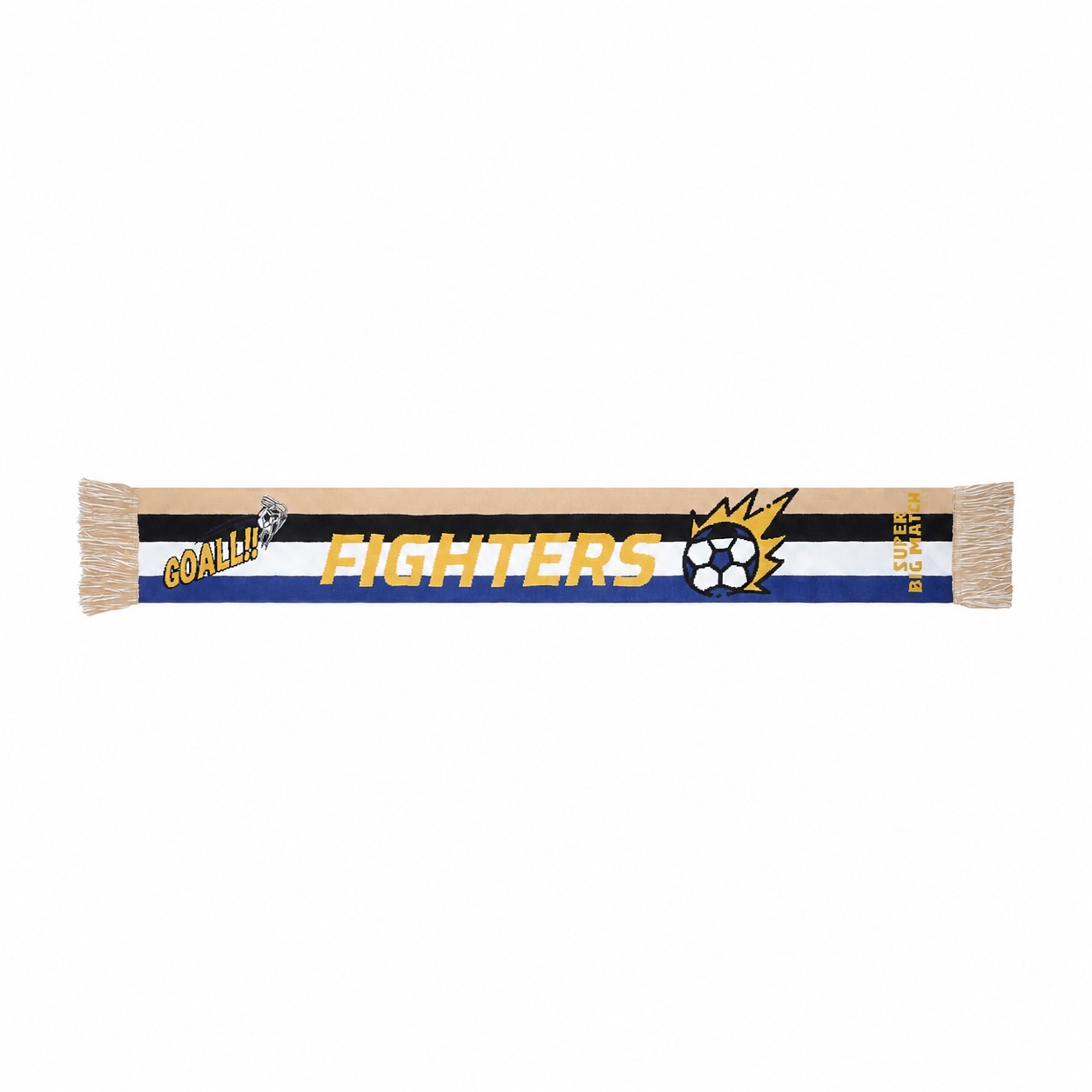 Jacquard Knit Soccer Scarf — Natural Beige