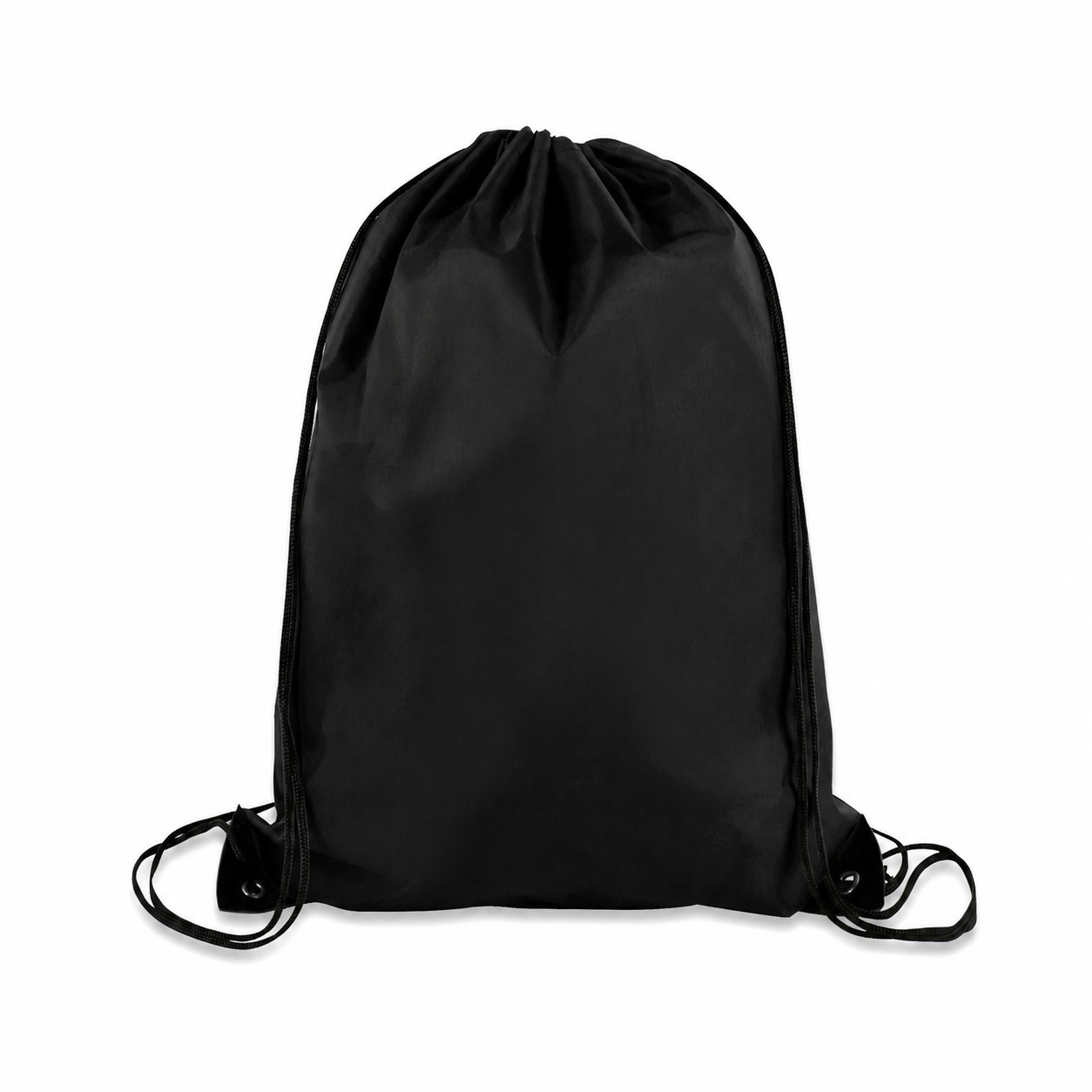 Metal Grommets 210D Polyester Drawstring Bag — Black