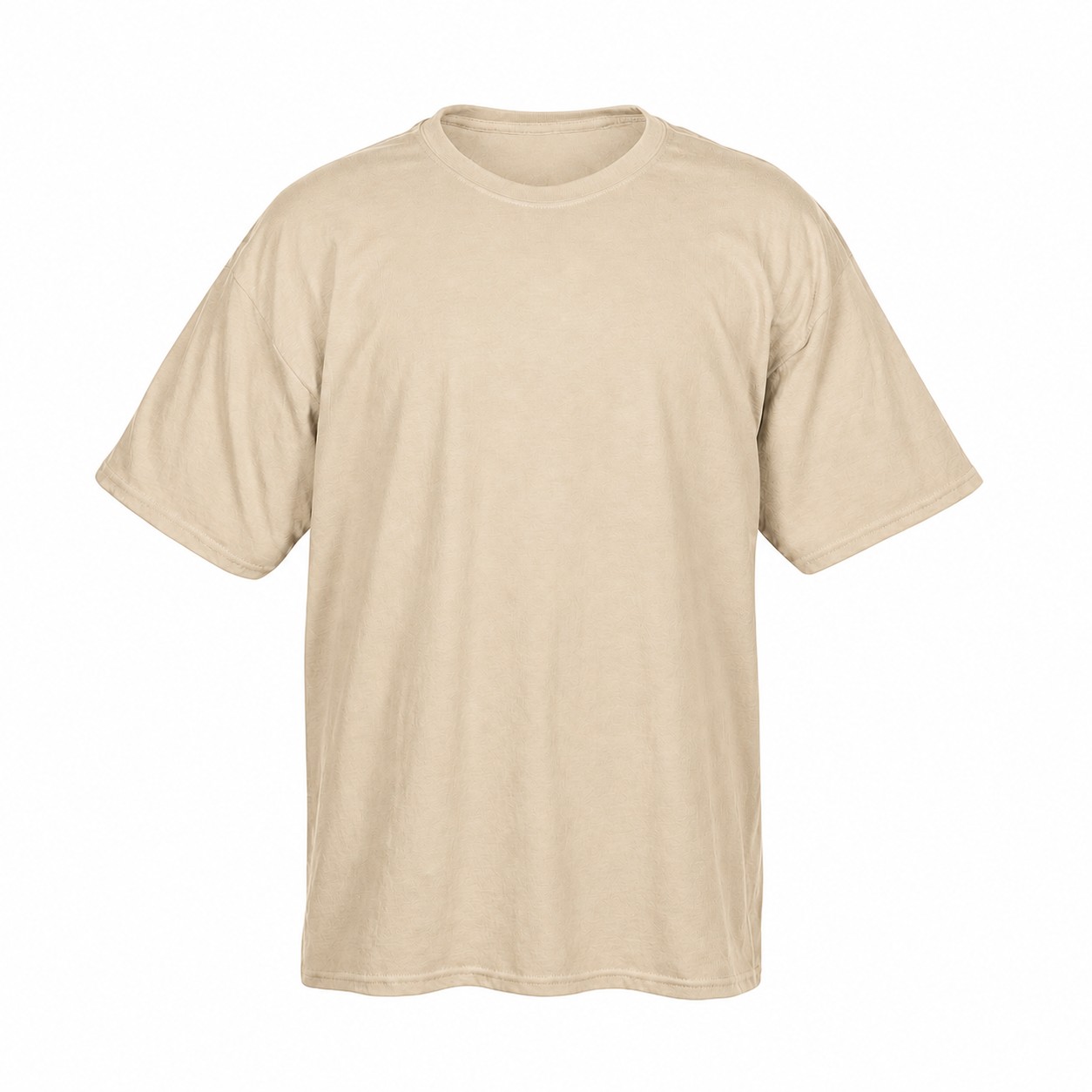 Cotton-Polyester Blend Crewneck T-Shirt — Beige