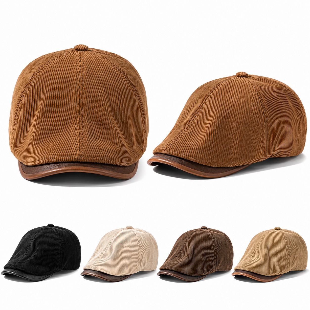 Corduroy Reversible Newsboy Cap