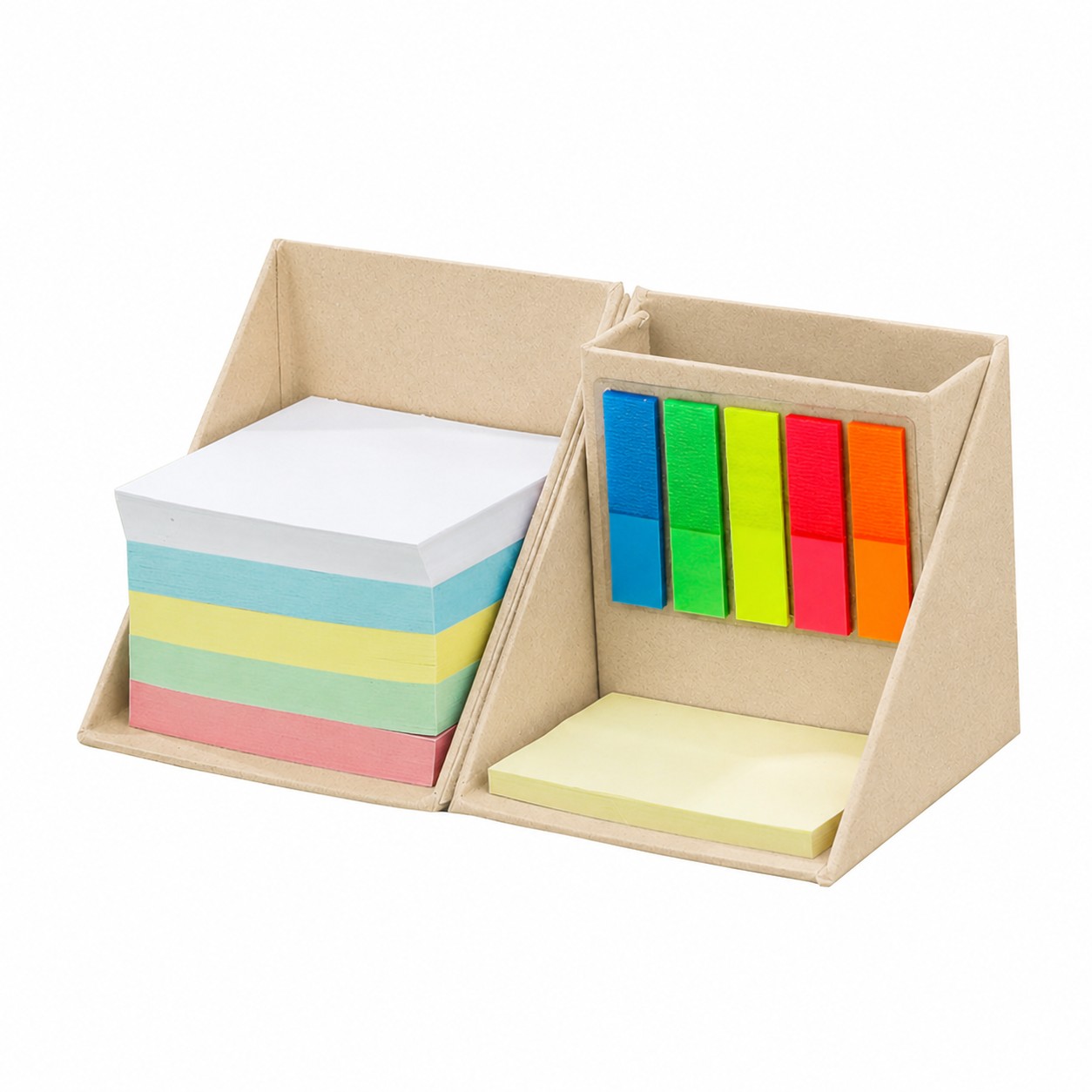 Kraft Paper Memo Cube Organizer — Natural Beige