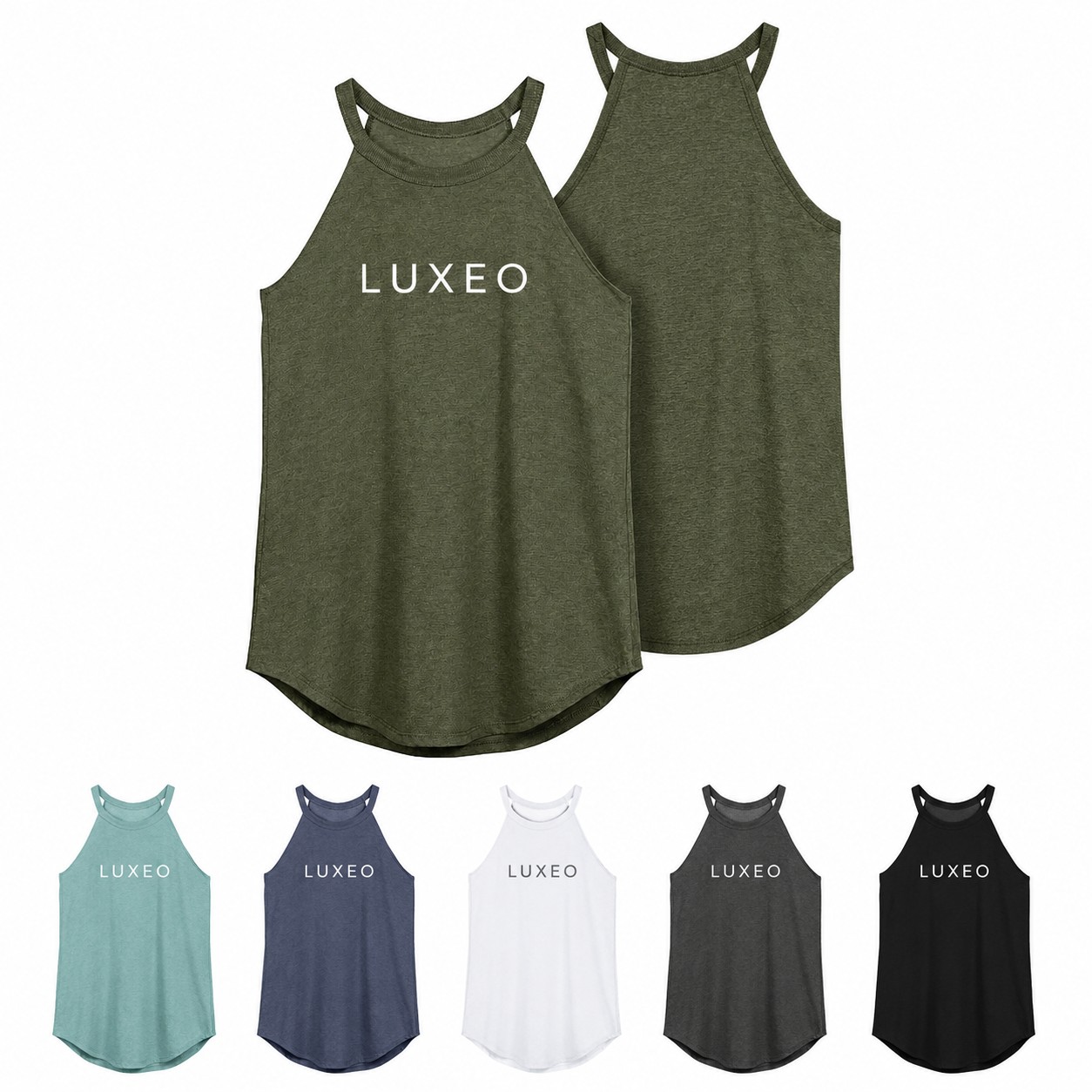 Ladies High Neck Tri Blend Tank Top